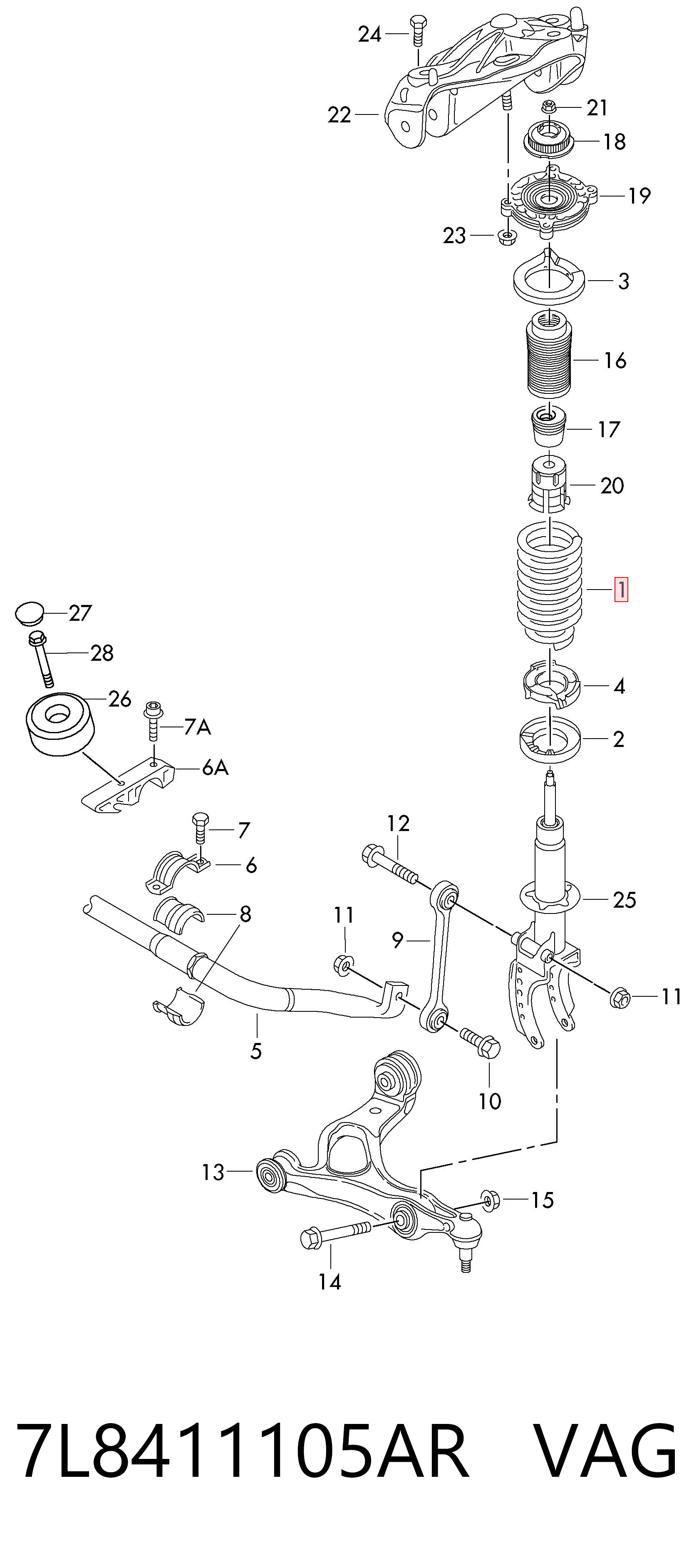 7L8411105AR VAG Muelle delantero
