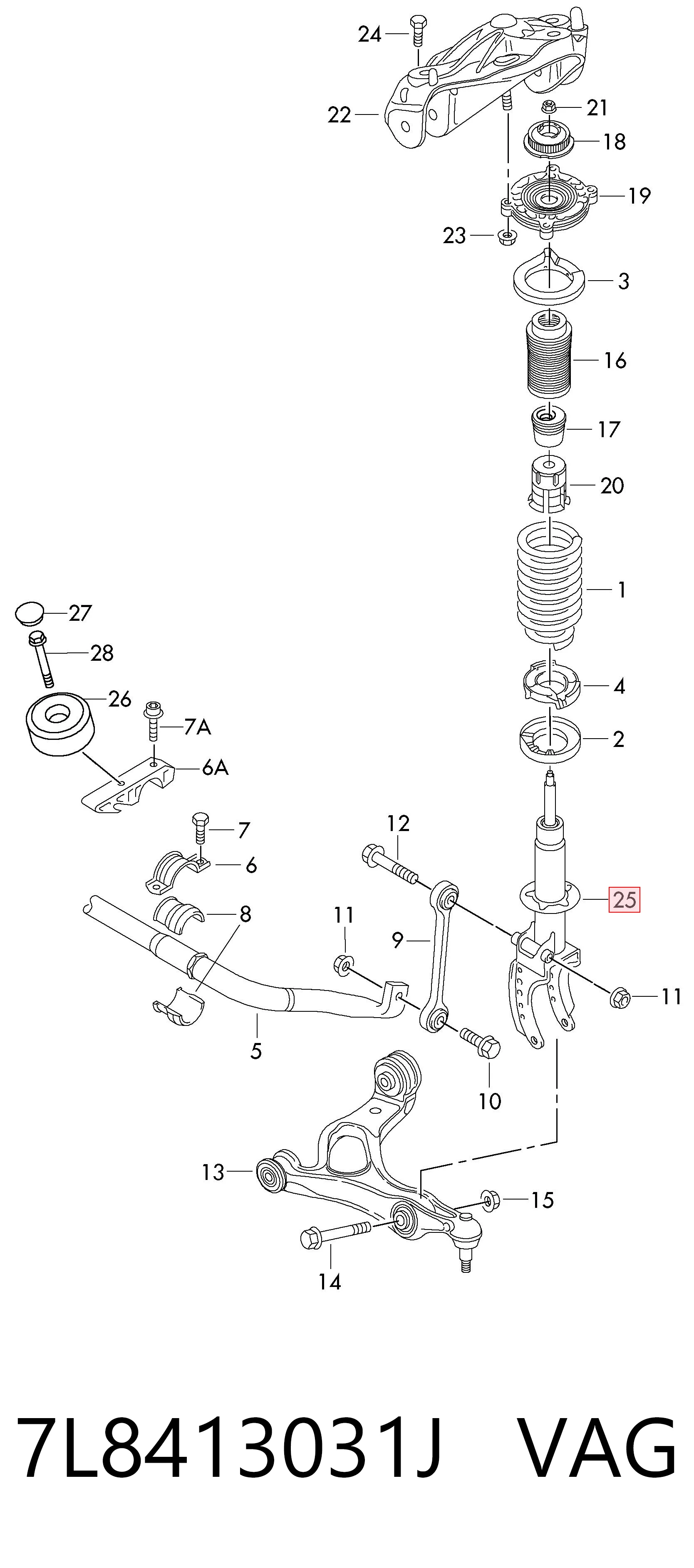 Comprar 7L8413031J VAG Amortiguador delantero izquierdo