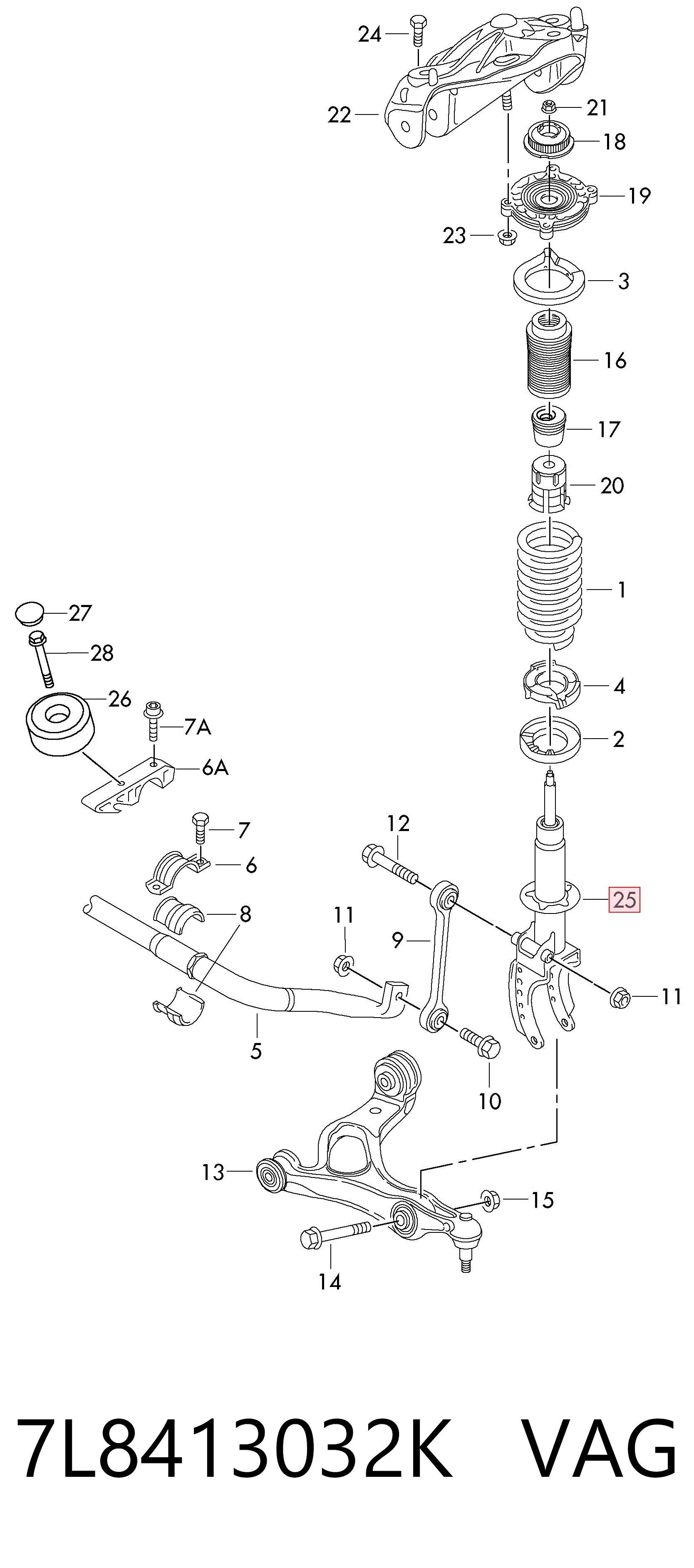 7L8413032K VAG amortiguador frontal derecho