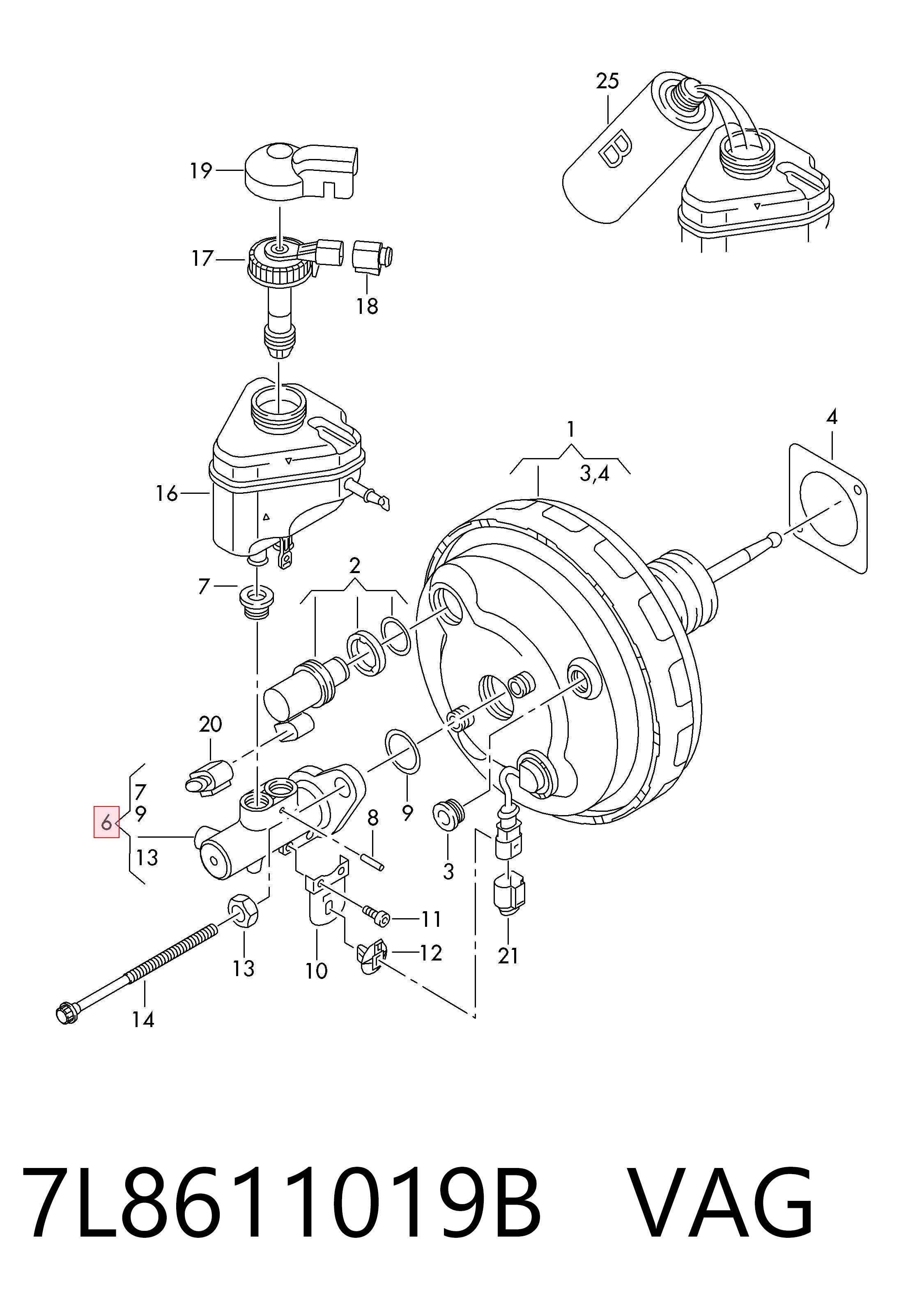 Cilindro maestro de frenos para Audi Q7 4LB