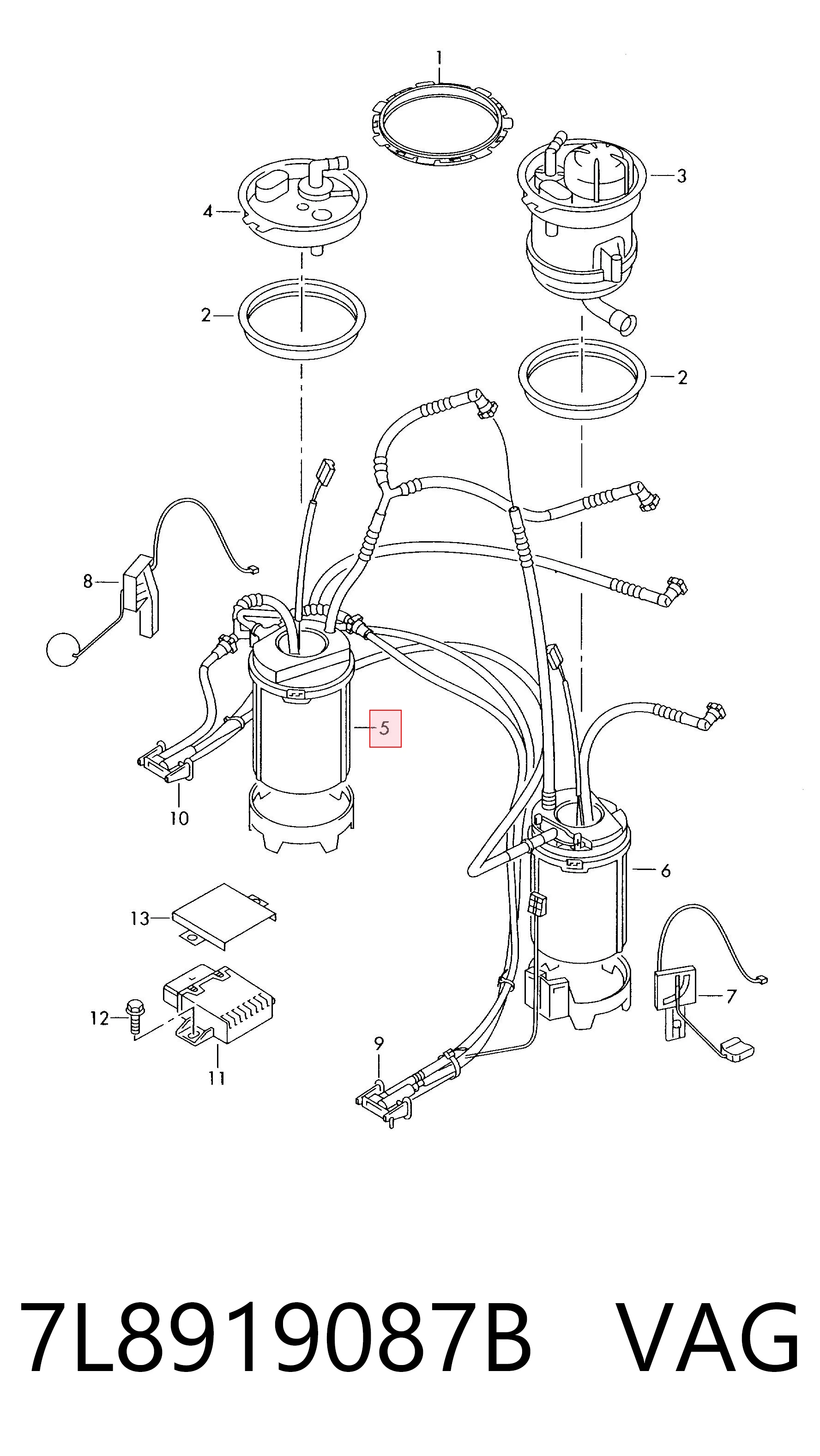 7L8919087B VAG Módulo de alimentación de combustible