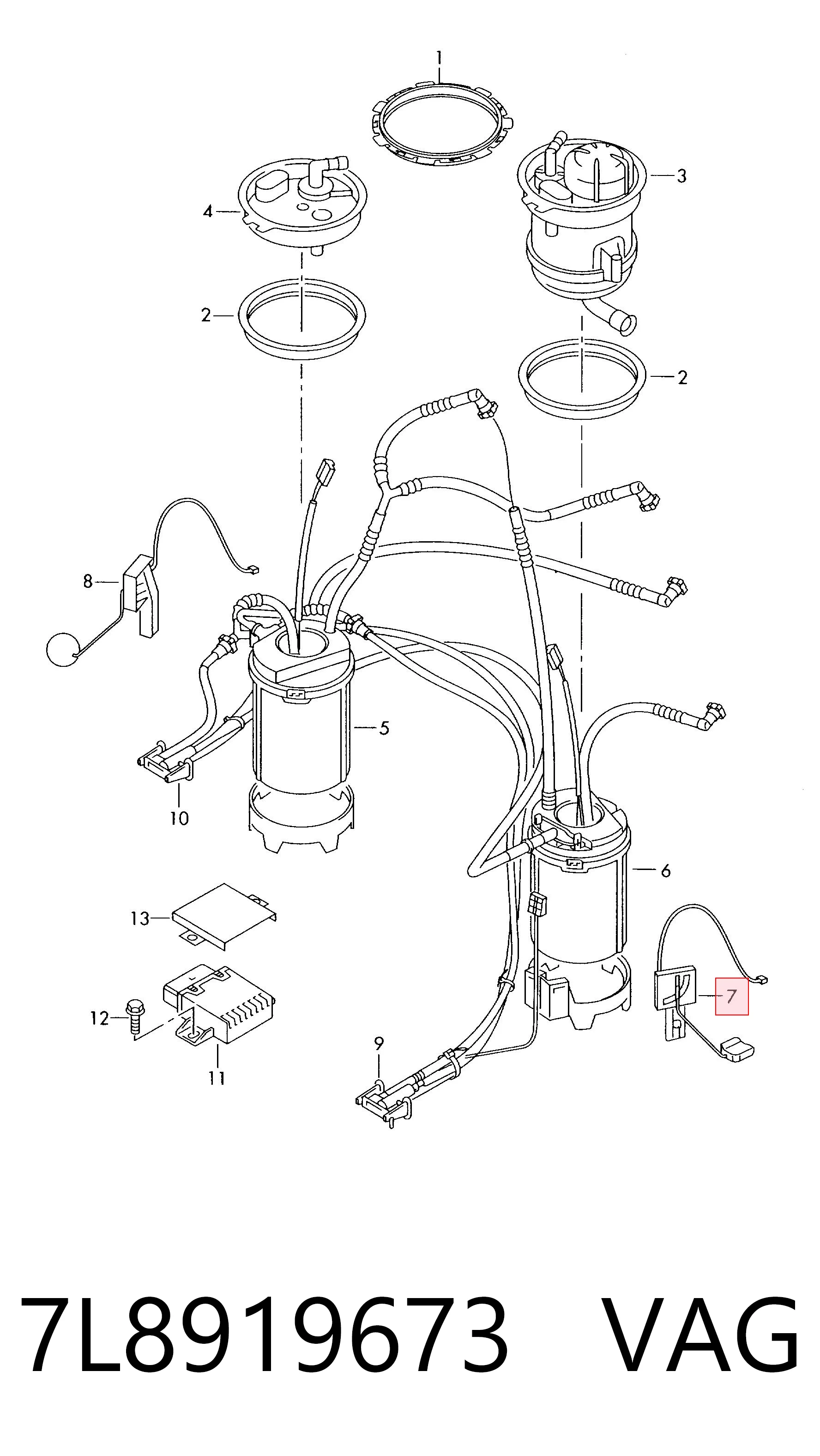 7L8919673 VAG Sensor de nivel de combustible izquierdo