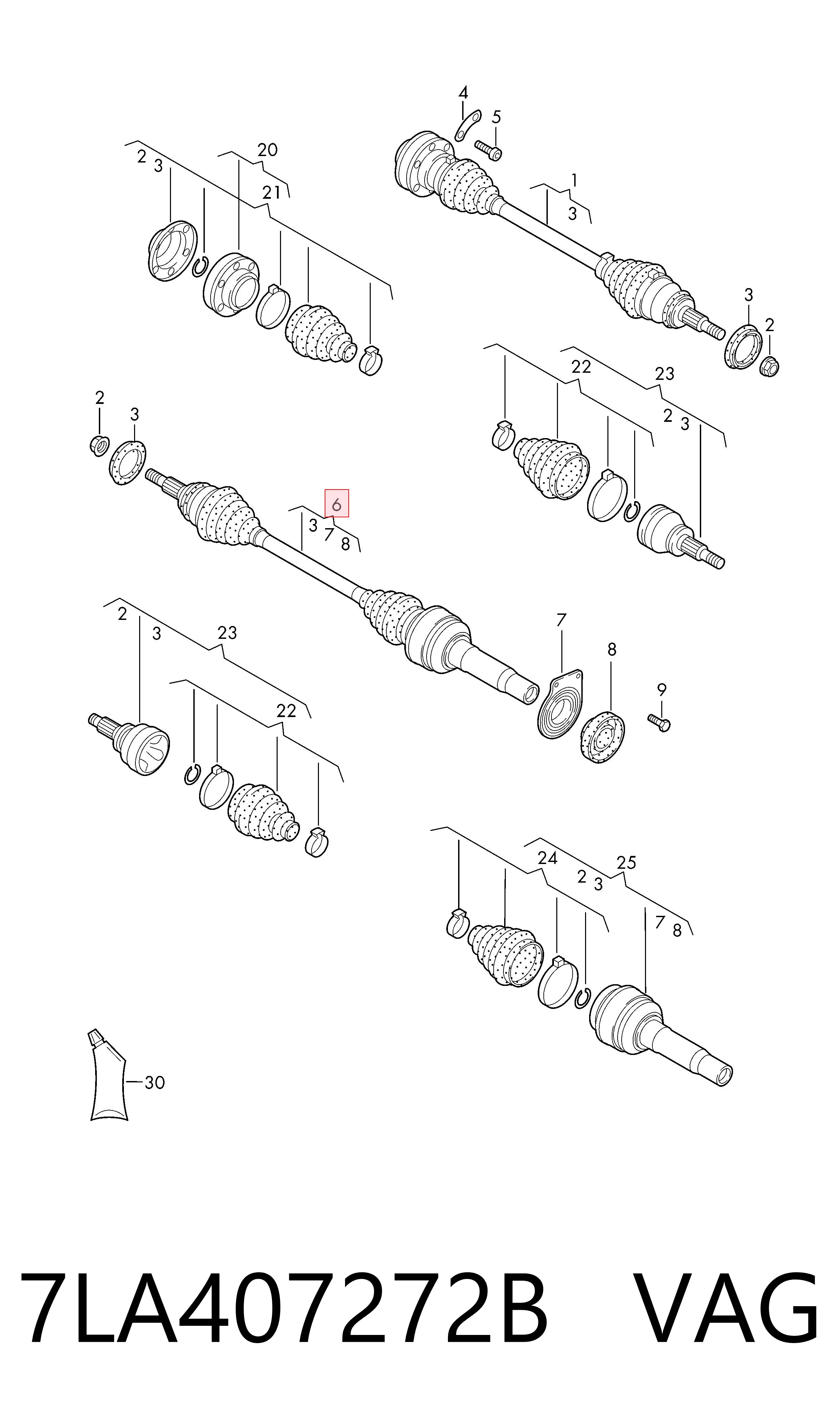 7LA407272B VAG Semieje delantero derecho