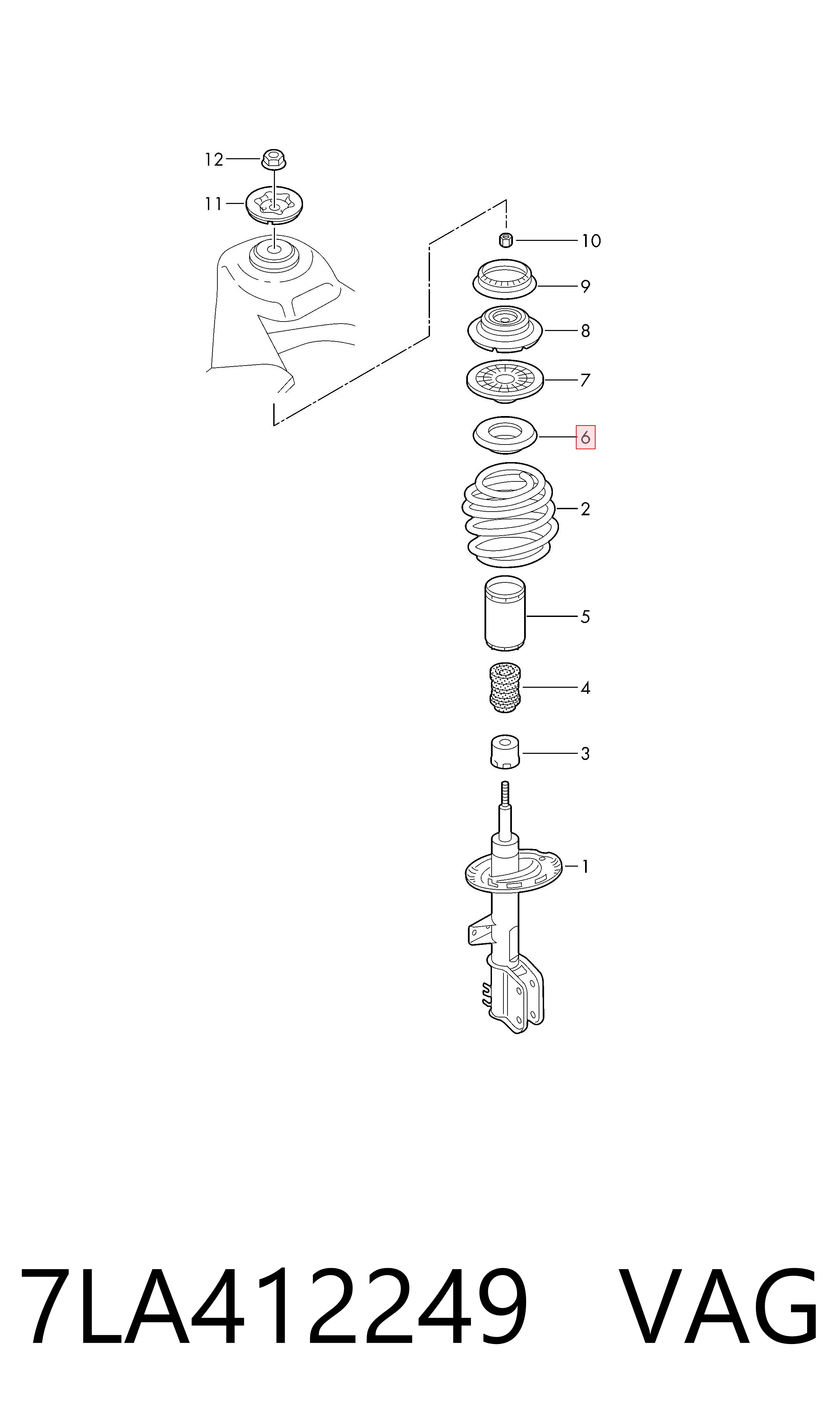 Rodamiento de soporte del amortiguador delantero VAG 7LA412249 precio, desde 13,70 EUR