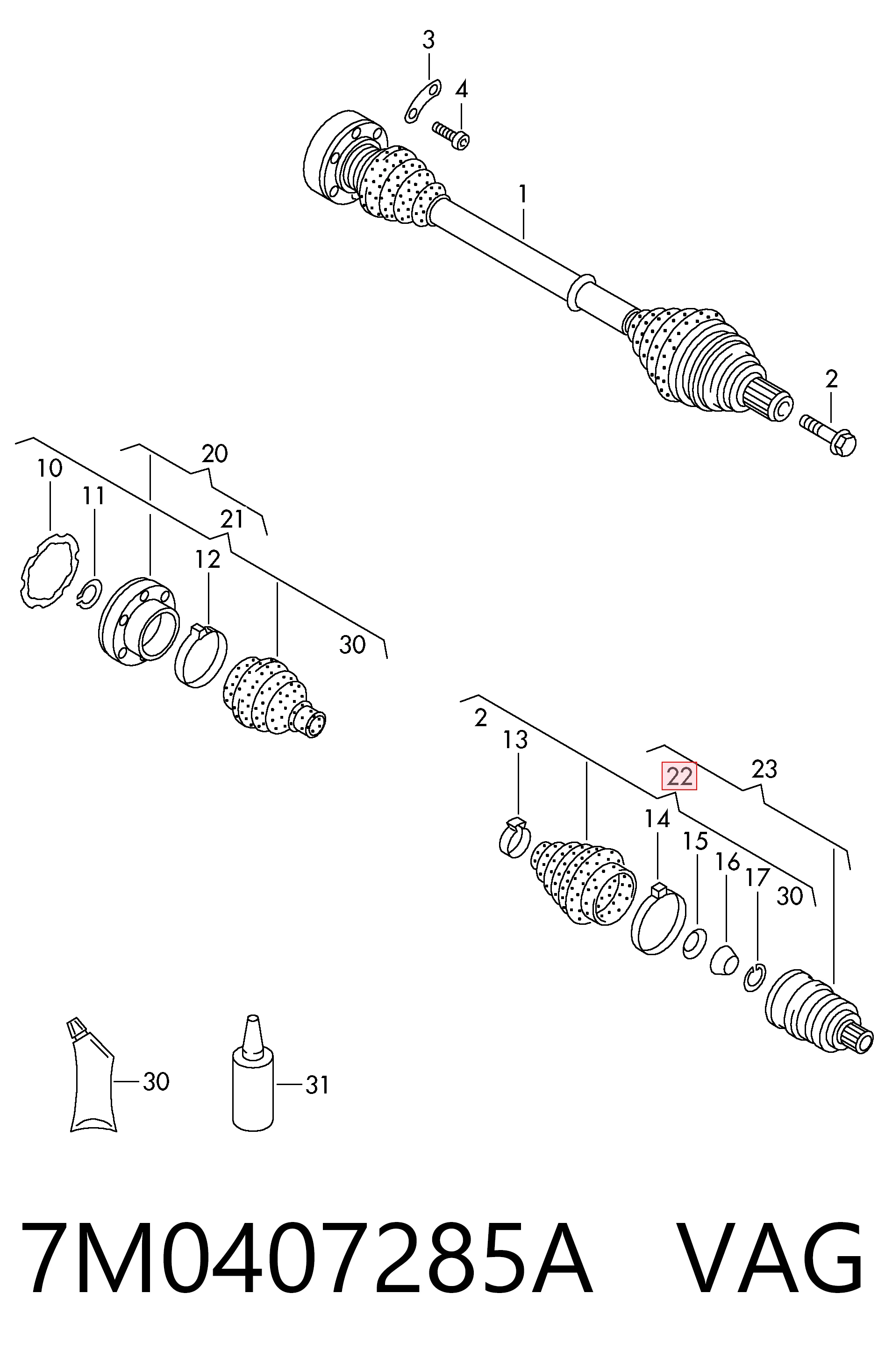 Fuelle de palier delantero exterior para Seat Alhambra 7V8, 7V9