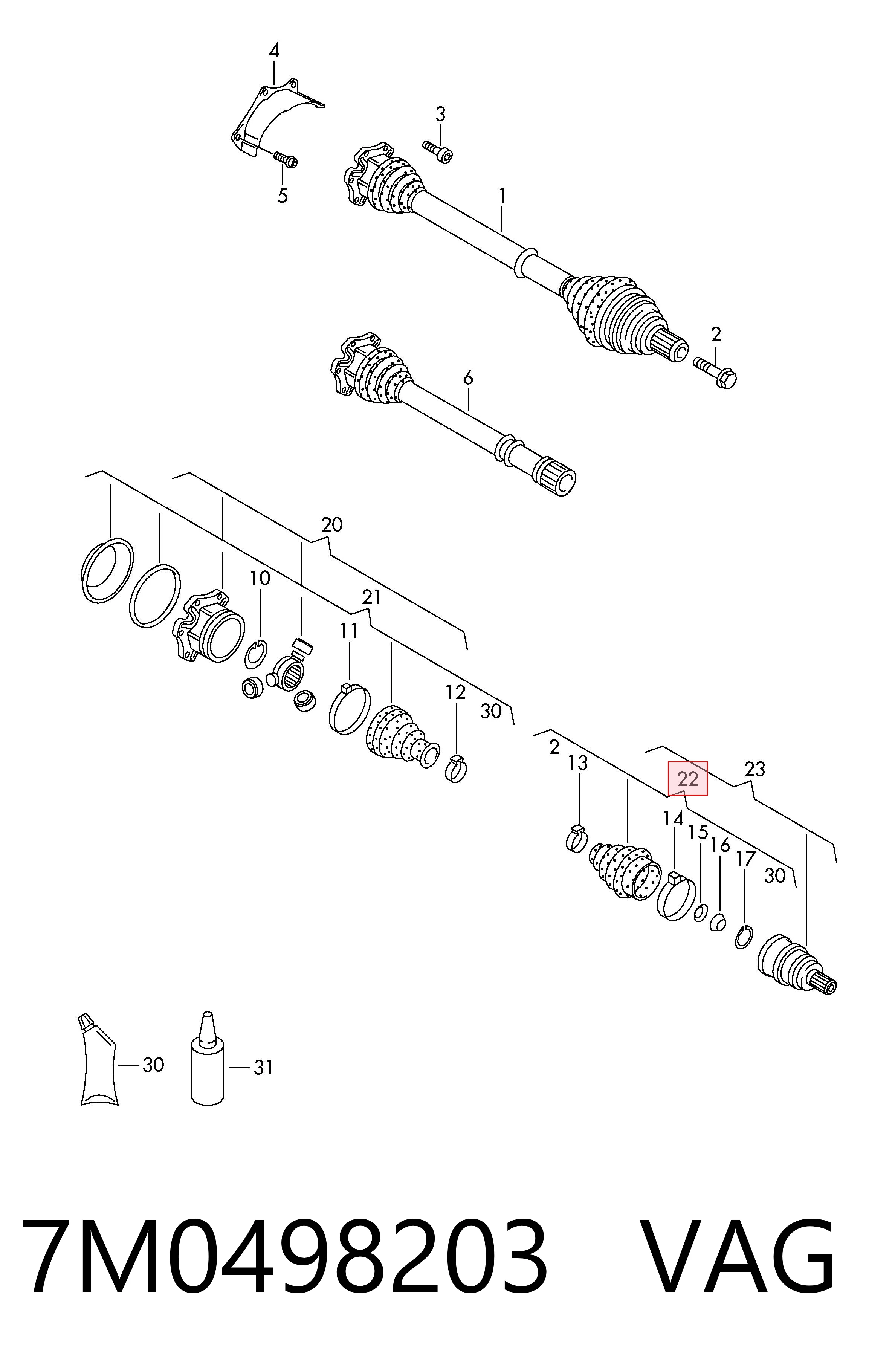 Fuelle semieje delantero exterior para Seat Alhambra  (7V8, 7V9)