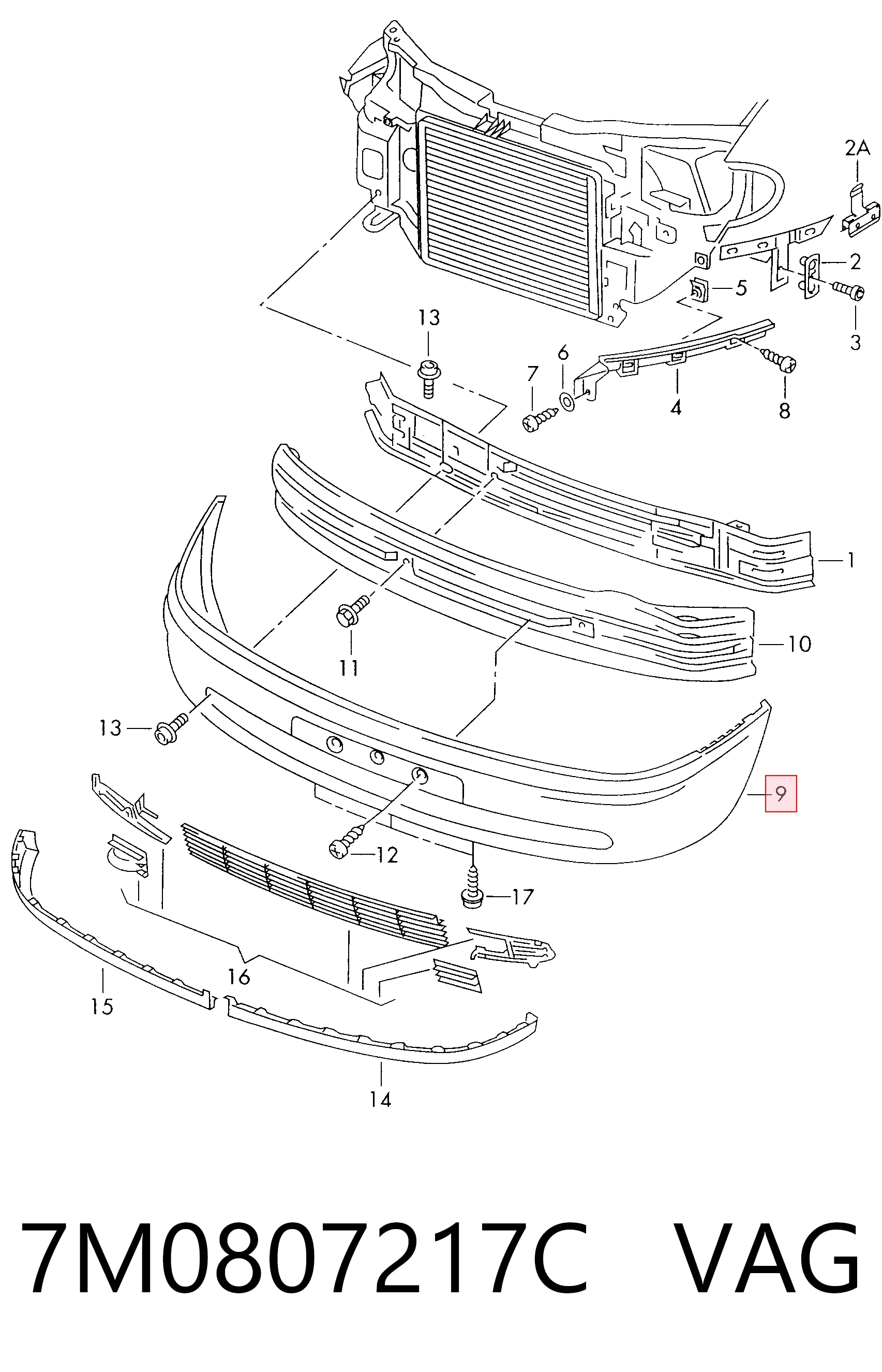 7M0807217C VAG Paragolpes delantero
