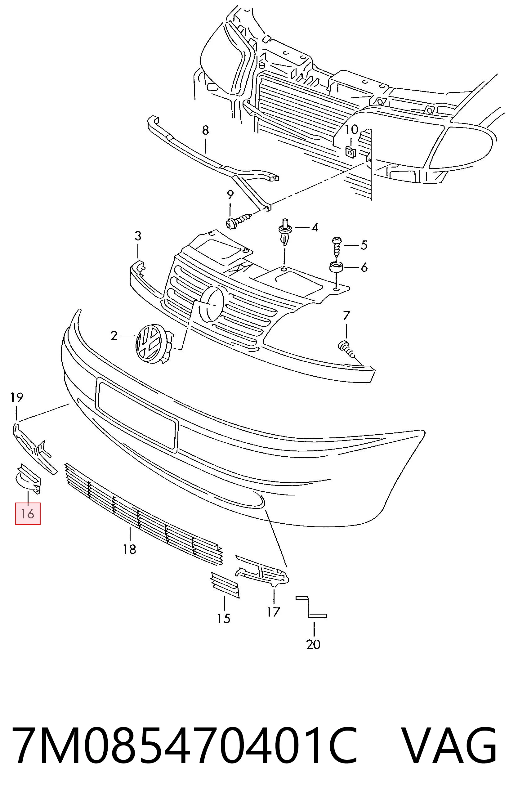 Tapa del enganche de remolcado delantera para Seat Alhambra 7V8, 7V9