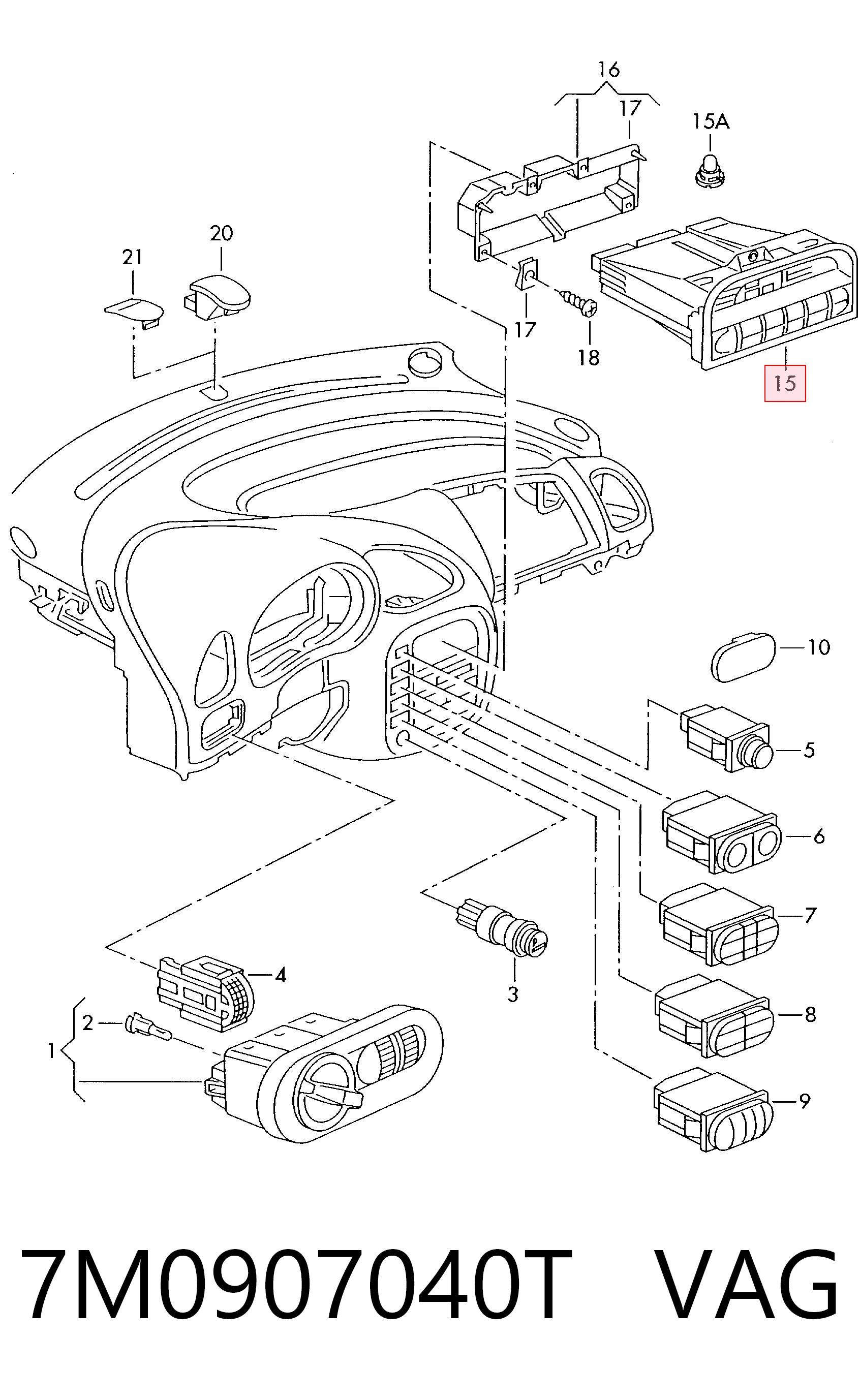Comprar Módulo de modos de calefacción/aire acondicionado Volkswagen Sharan I 7M8, 7M9, 7M6 a bajo precio
