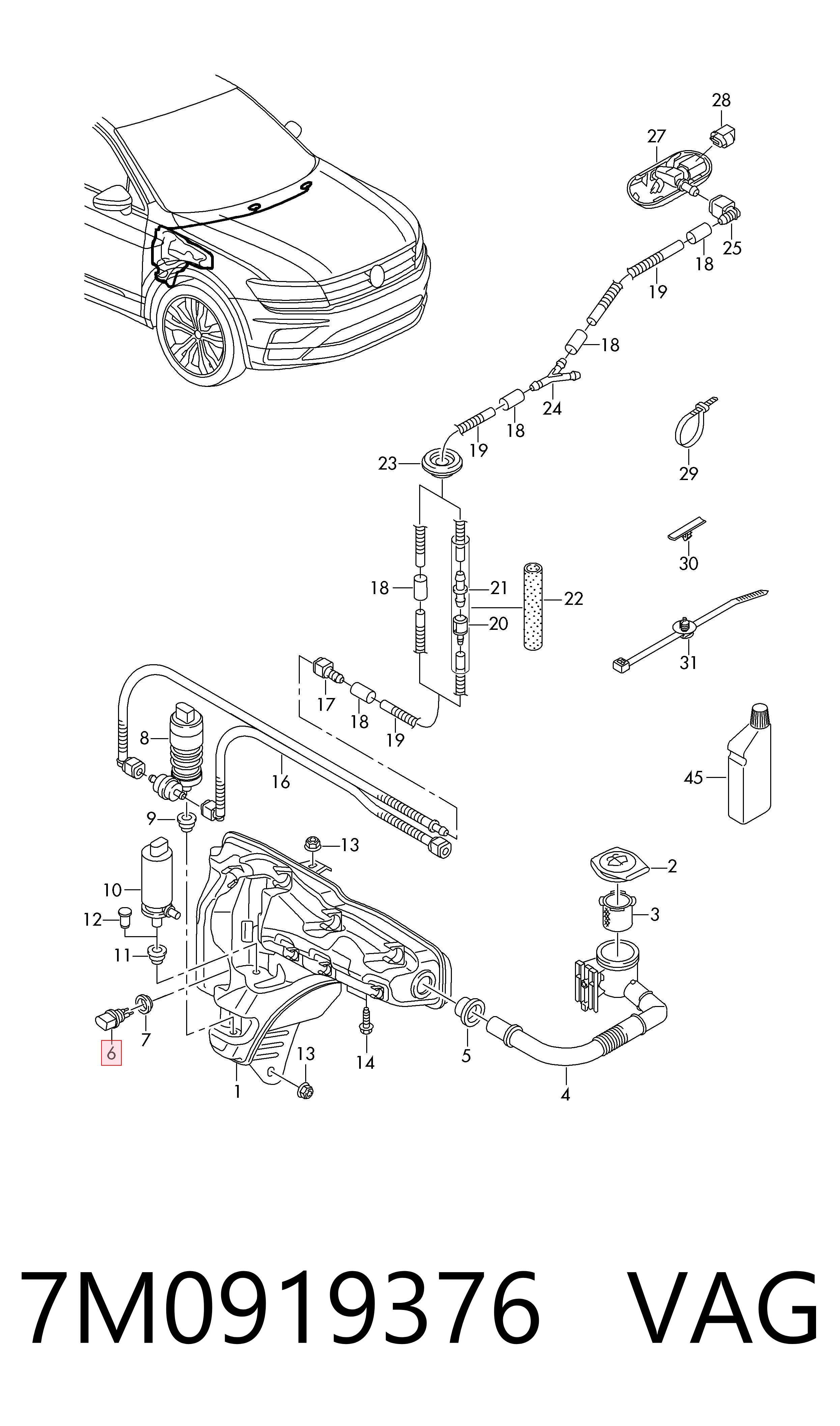 Comprar 7M0919376 VAG Sensor de nivel del depósito de líquido limpiaparabrisas