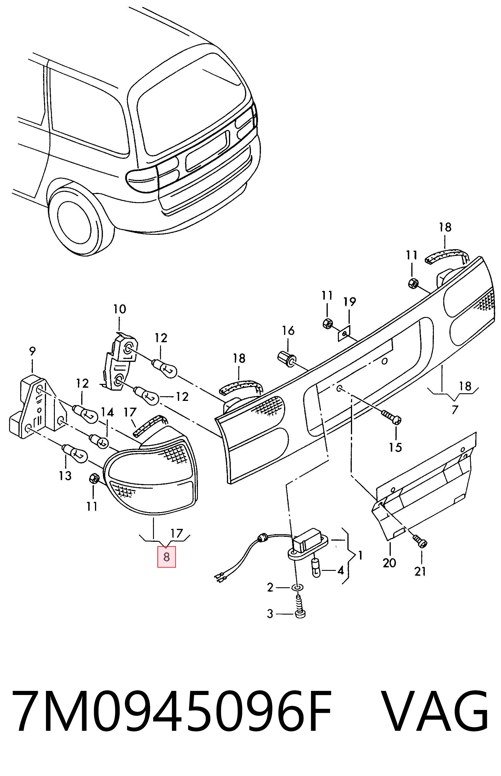 Comprar Piloto trasero derecho Seat Alhambra  7V8, 7V9 a bajo precio