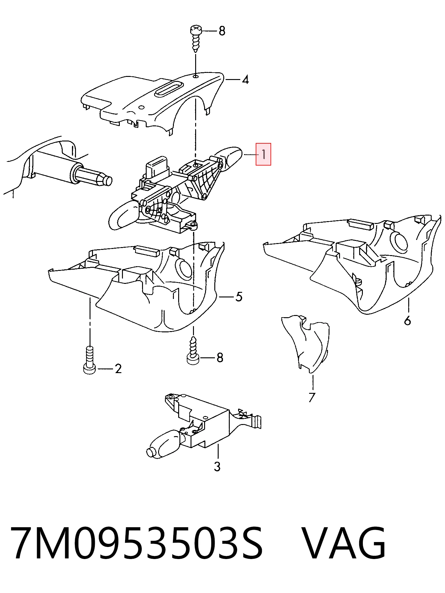 7M0953503S VAG Mando bajo volante