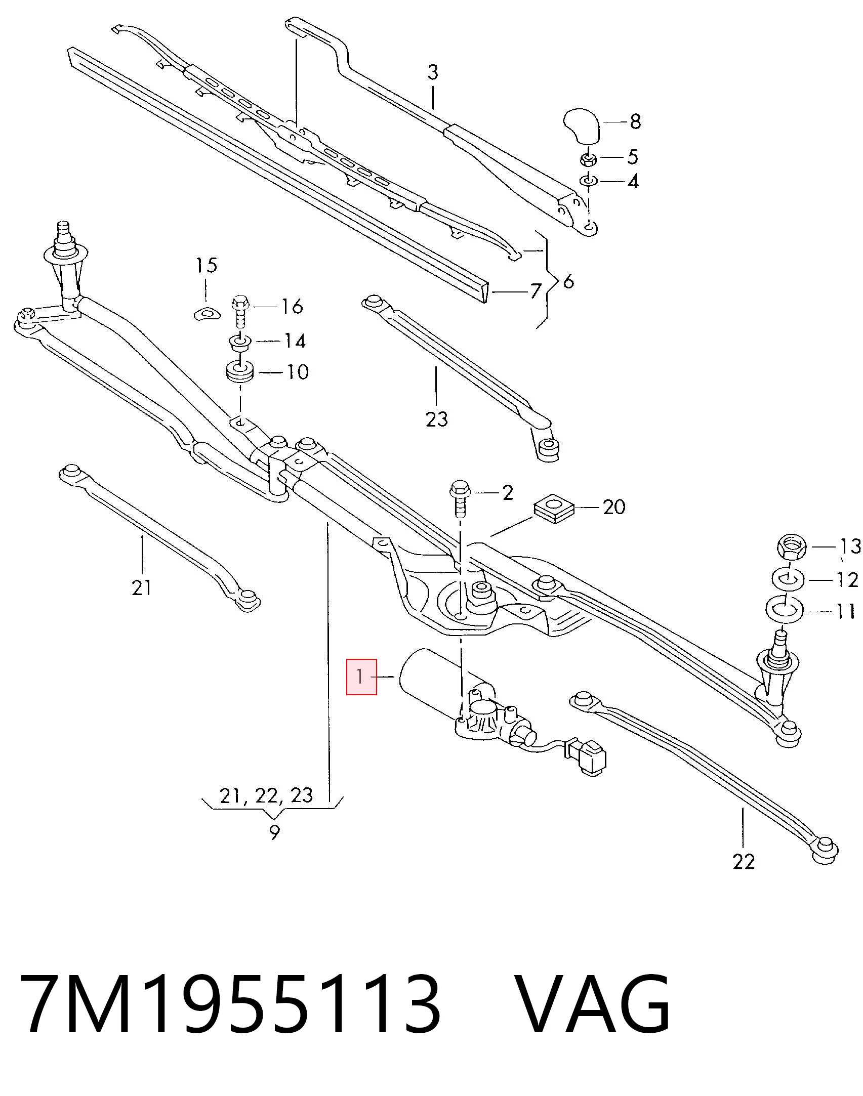 Motor del limpiaparabrisas Seat Alhambra  (7V8, 7V9)