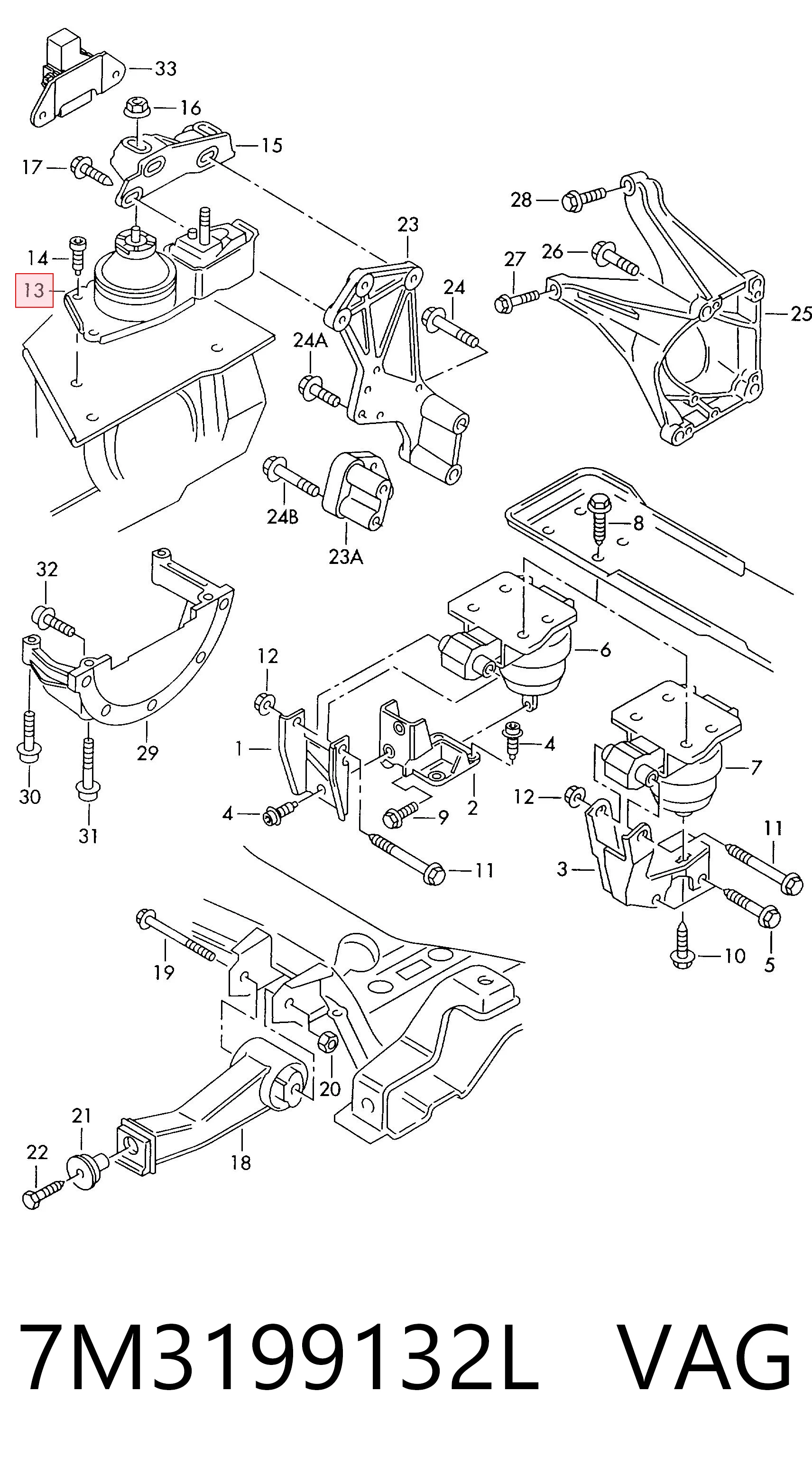 7M3199132L VAG Soporte de motor derecho