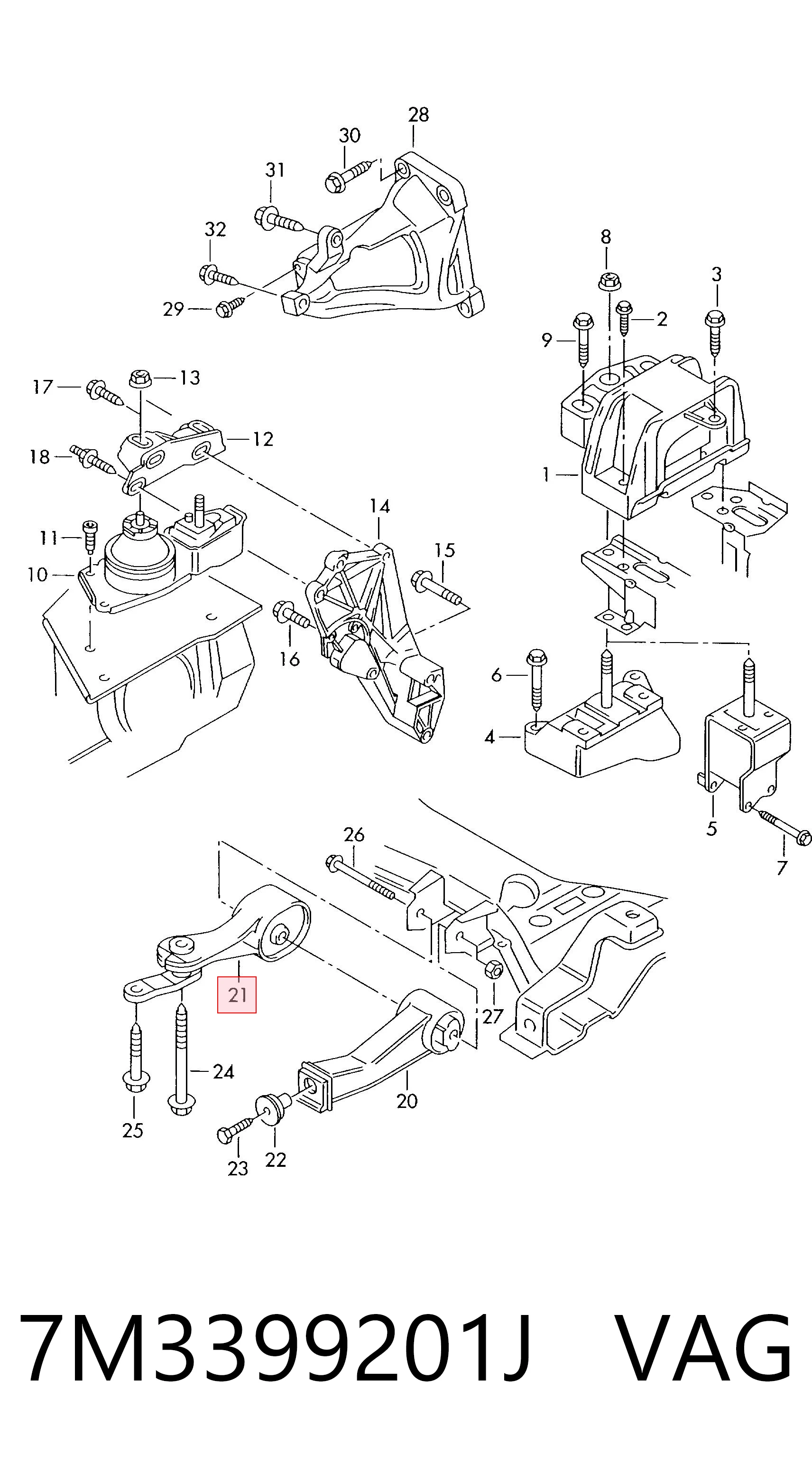 7M3399201J VAG Soporte de caja de velocidades