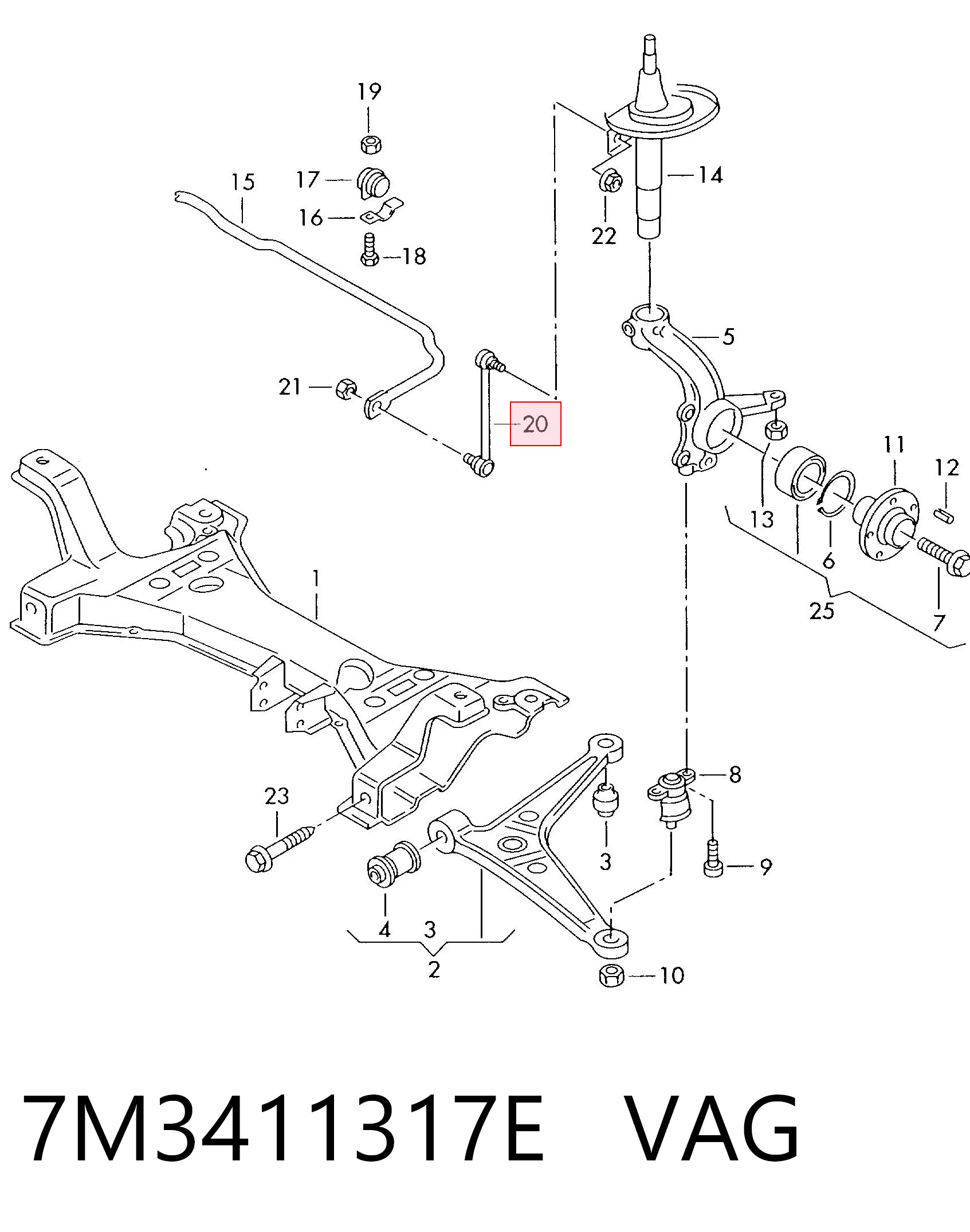 Soporte de la barra estabilizadora delantera para Seat Alhambra (7V8, 7V9)