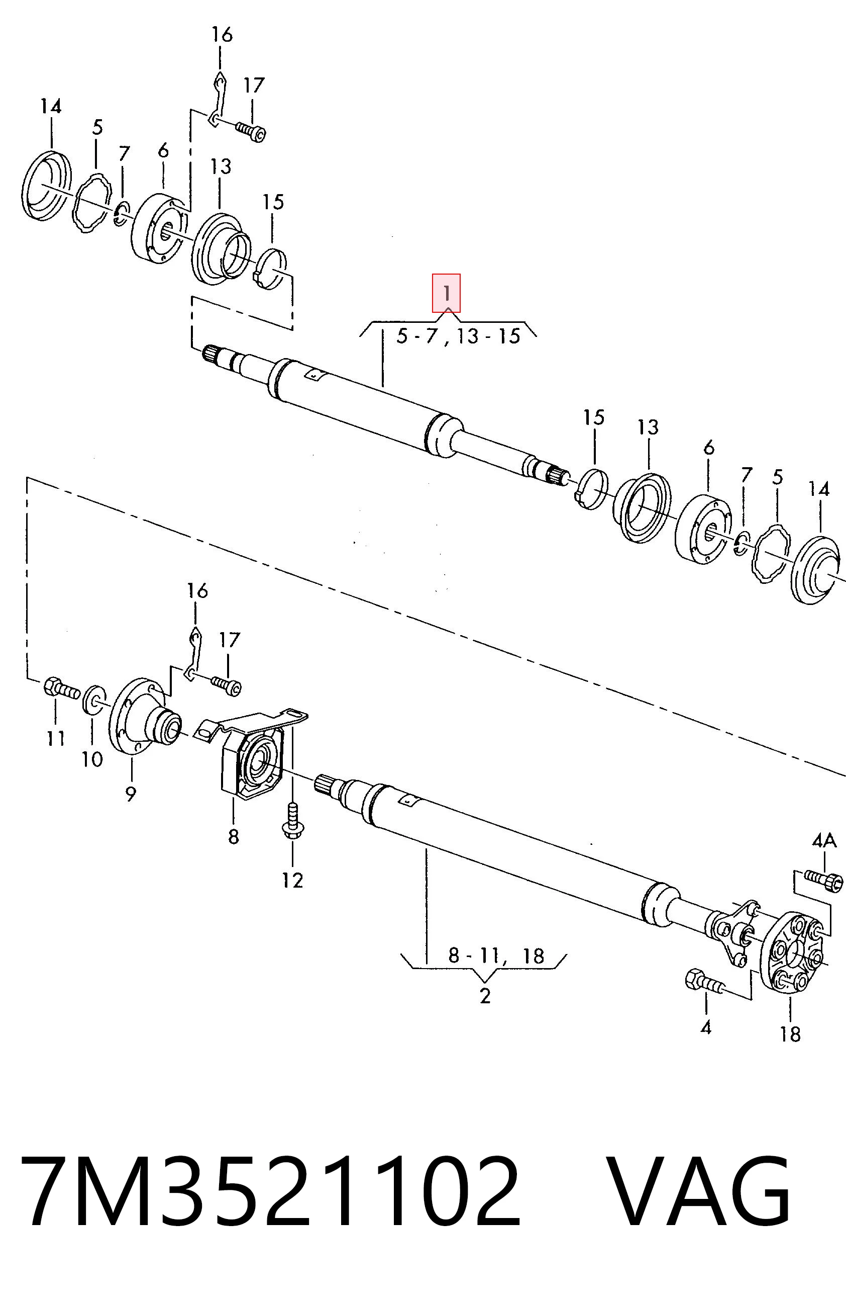 Transmisión cardán, eje delantero para Volkswagen Sharan I 7M8, 7M9, 7M6