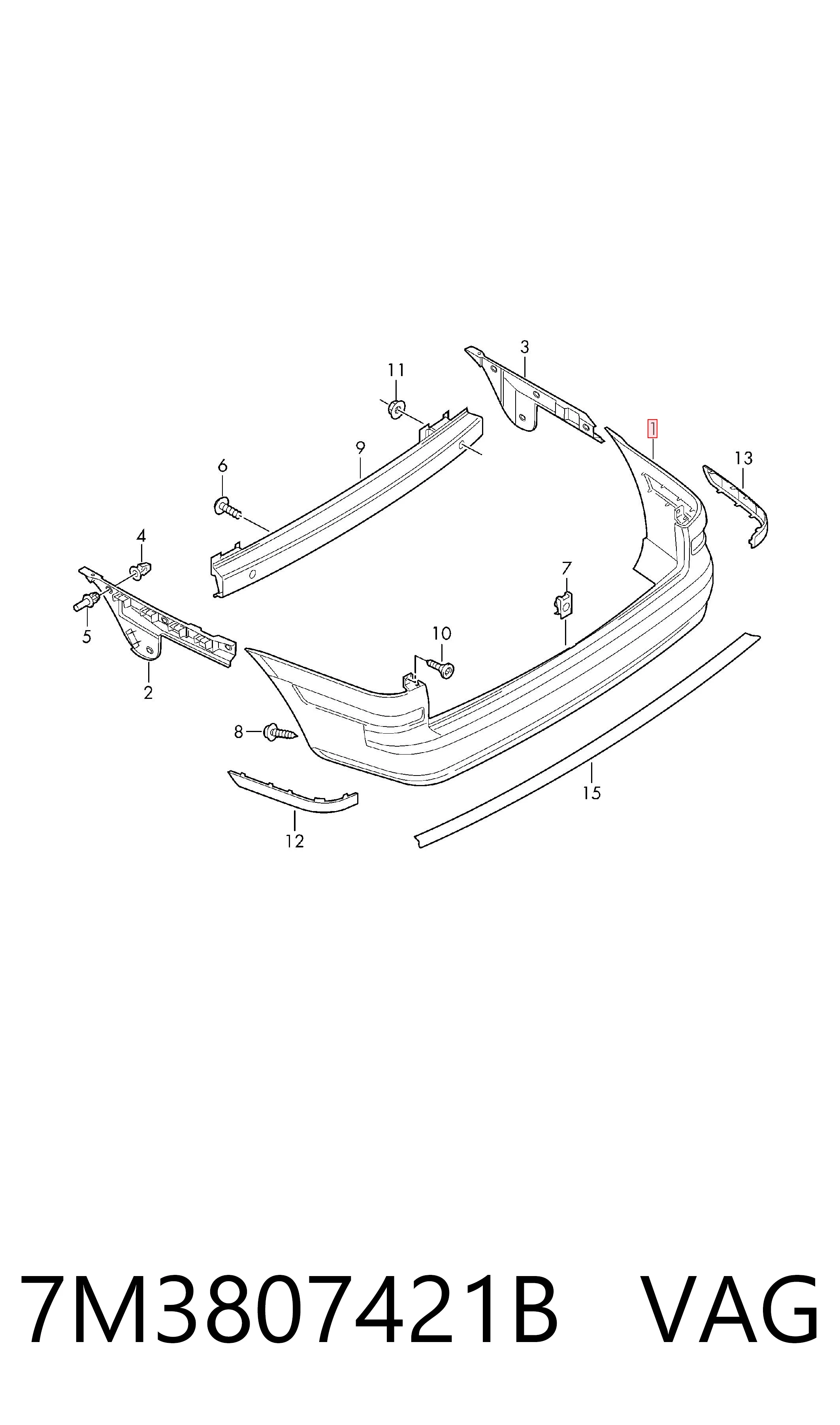 Parachoques trasero para Seat Alhambra 7V8, 7V9