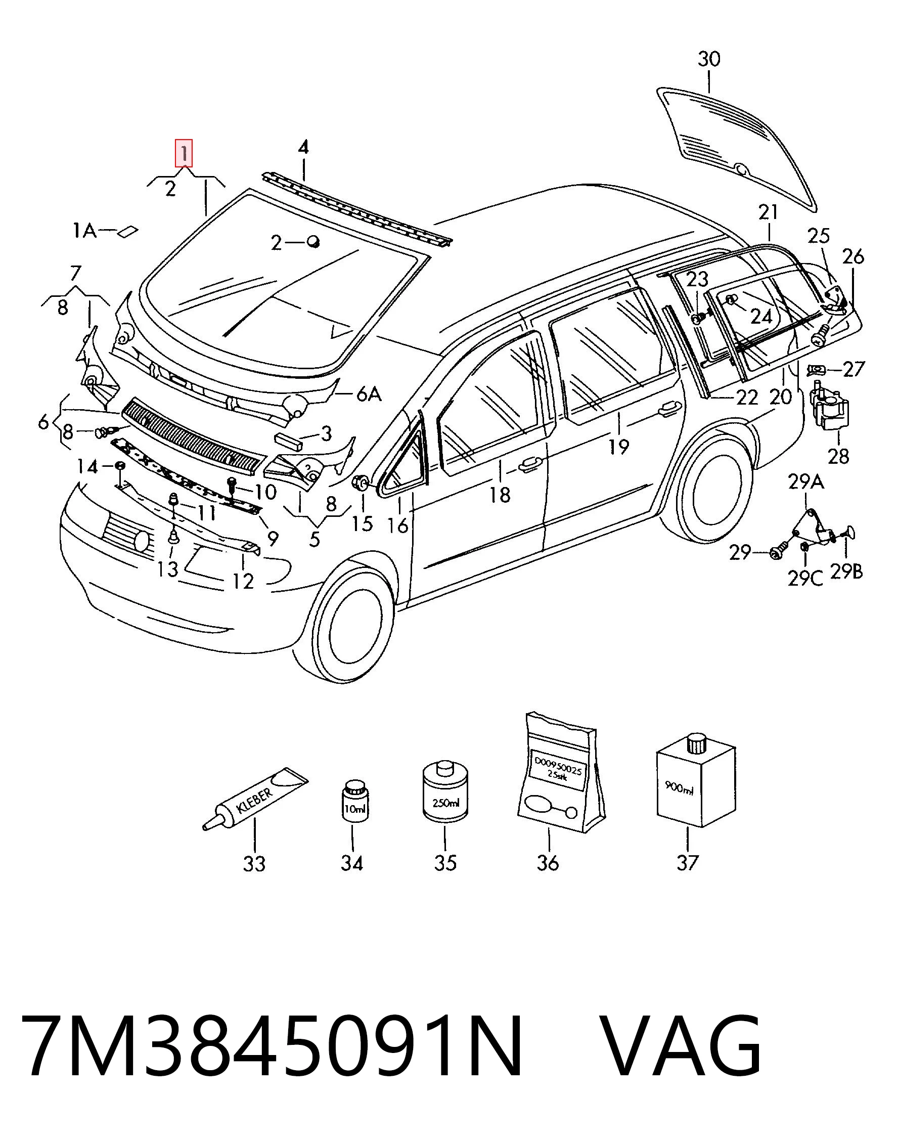 Comprar Parabrisas Volkswagen Sharan I 7M8, 7M9, 7M6 a bajo precio