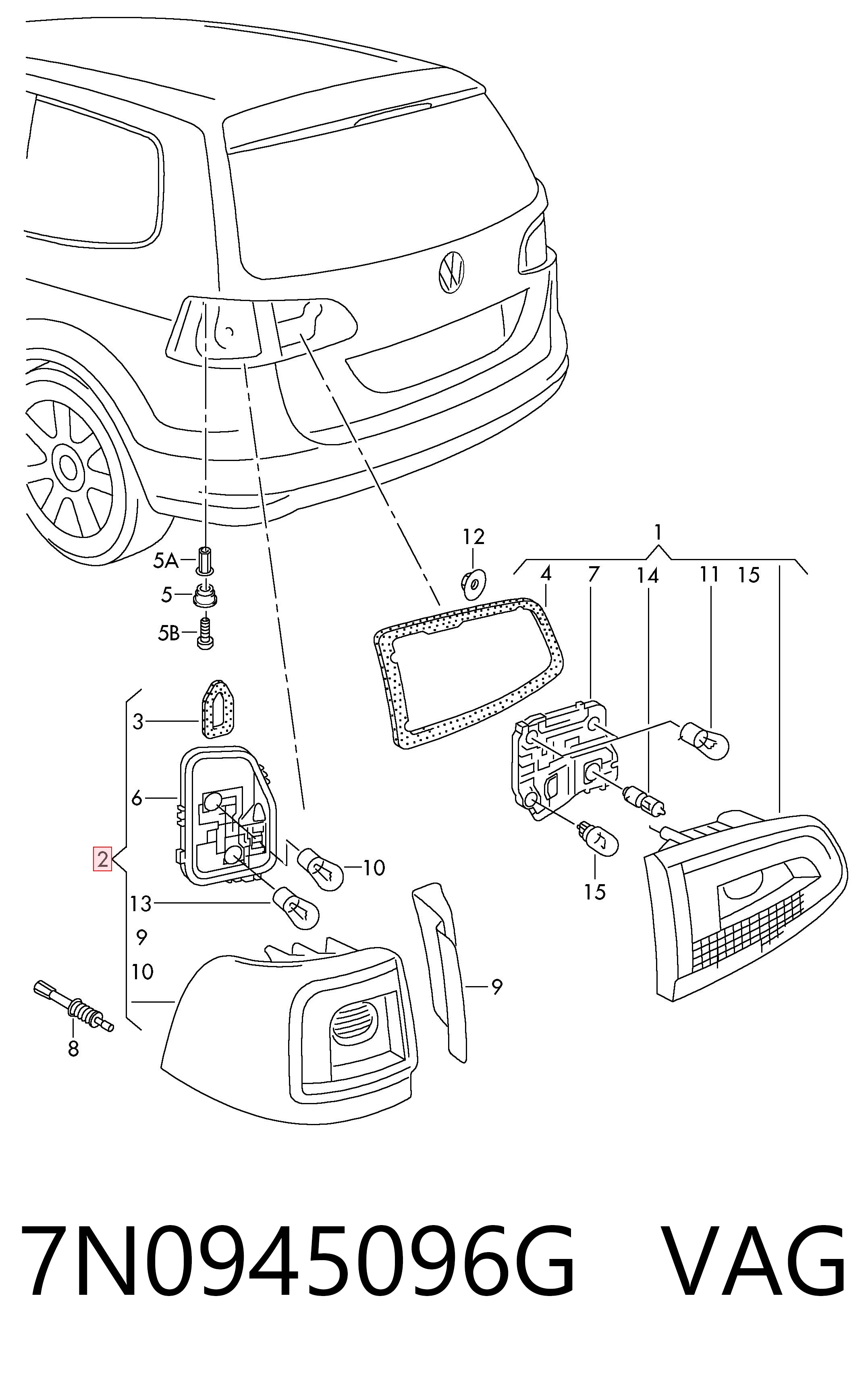 7N0945096G VAG Piloto trasero exterior derecho