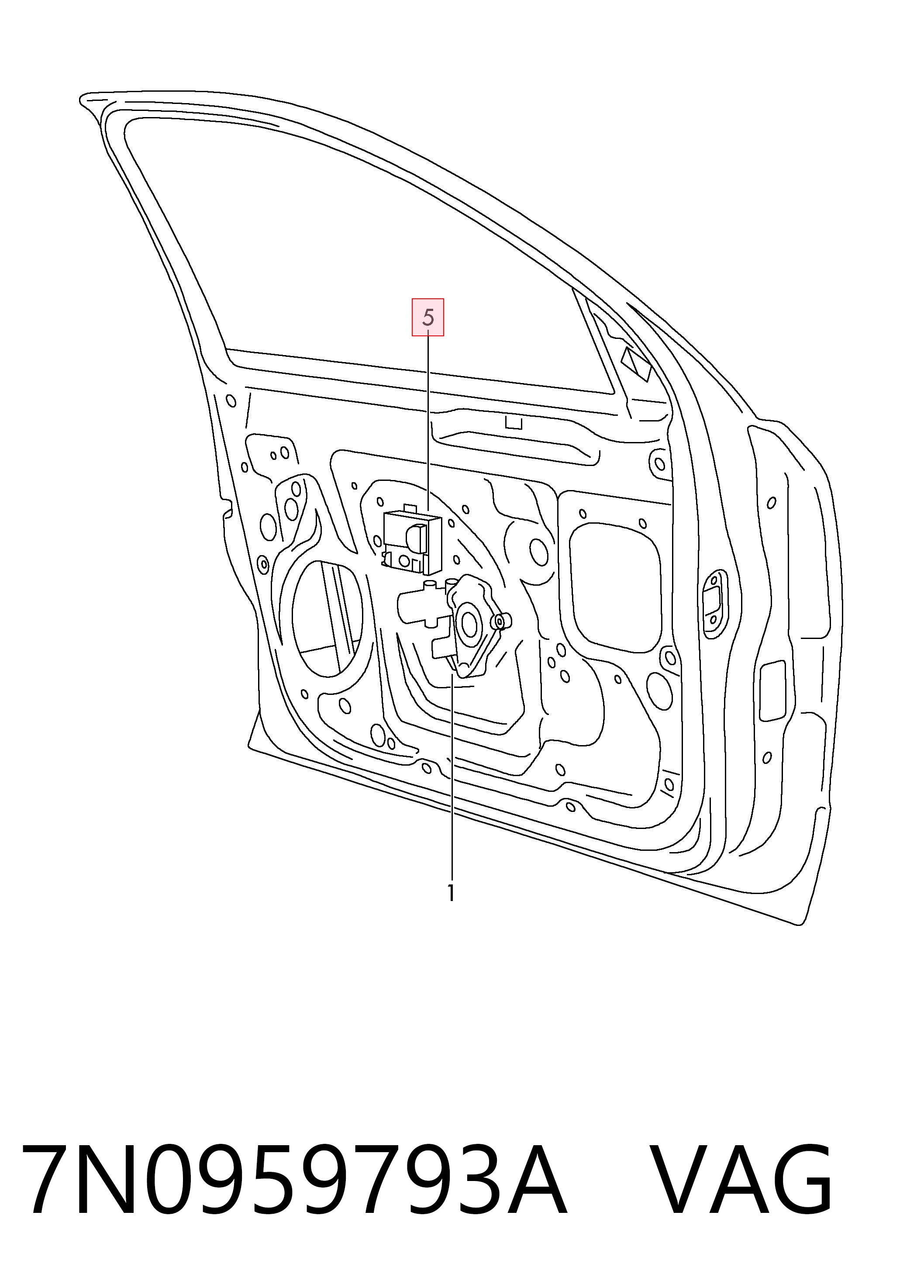 7N0959793A VAG Unidad de confort de la puerta delantera