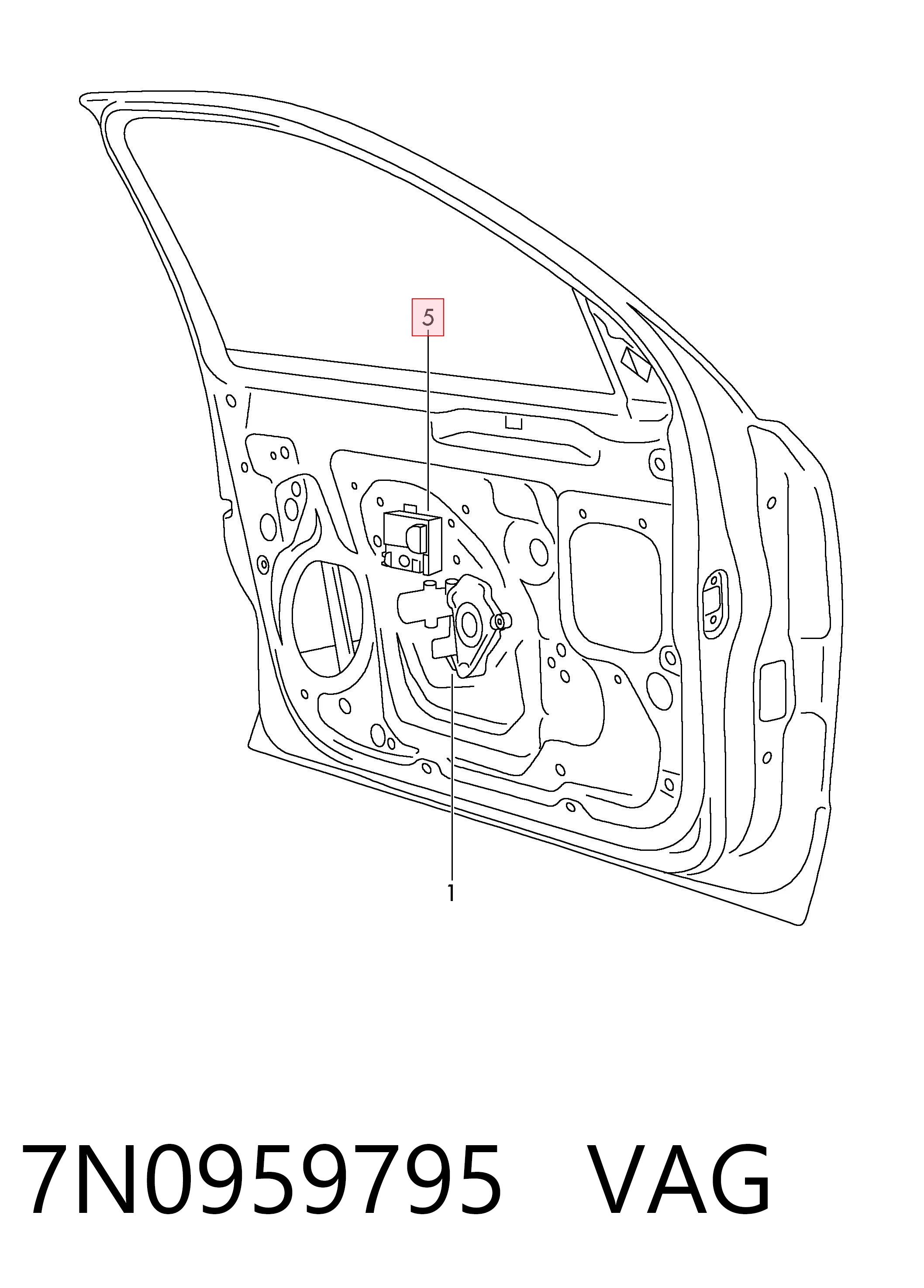 7N0959795 VAG Módulo de confort de la puerta trasera
