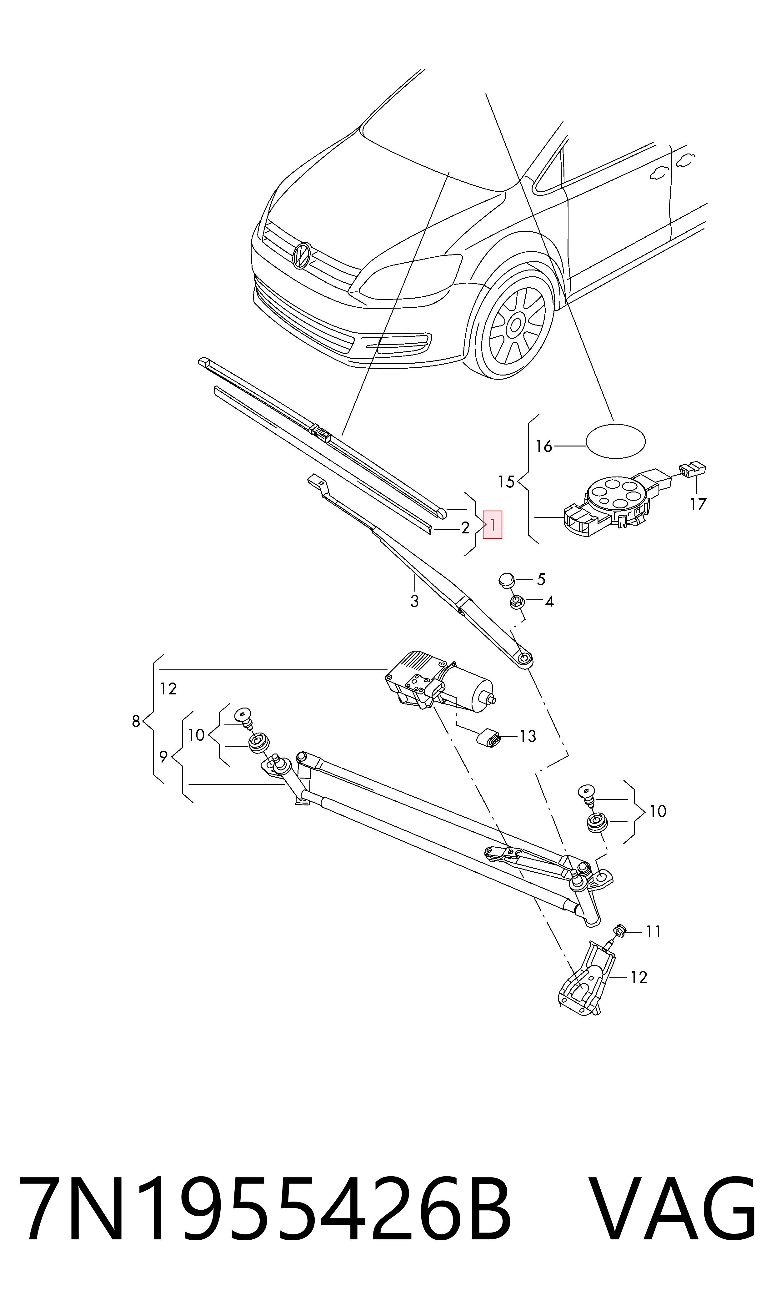 Limpiaparabrisas delanteras para Volkswagen Touran III (5T1)