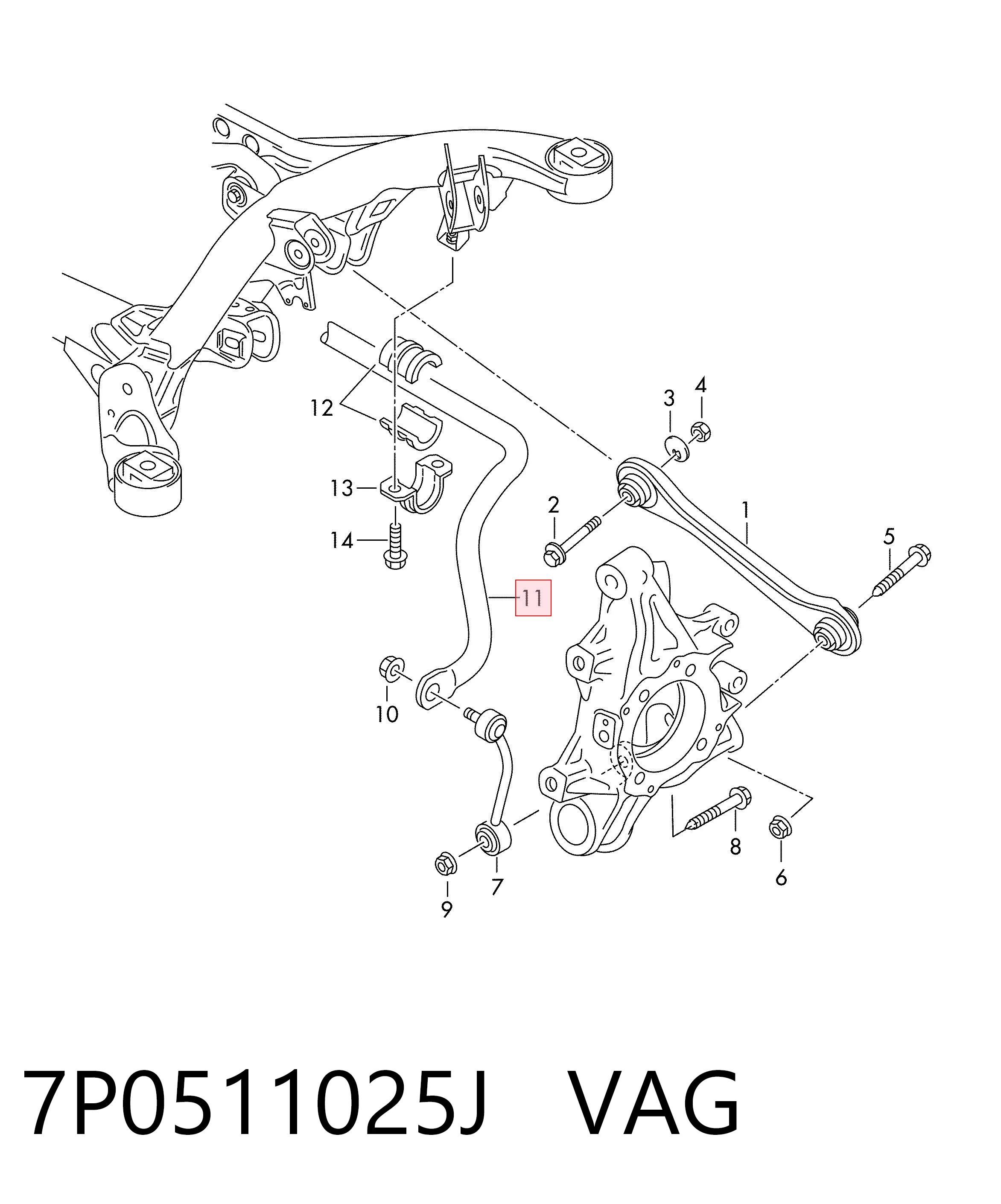 Estabilizador trasero para Volkswagen Touareg II 7P5, 7P6