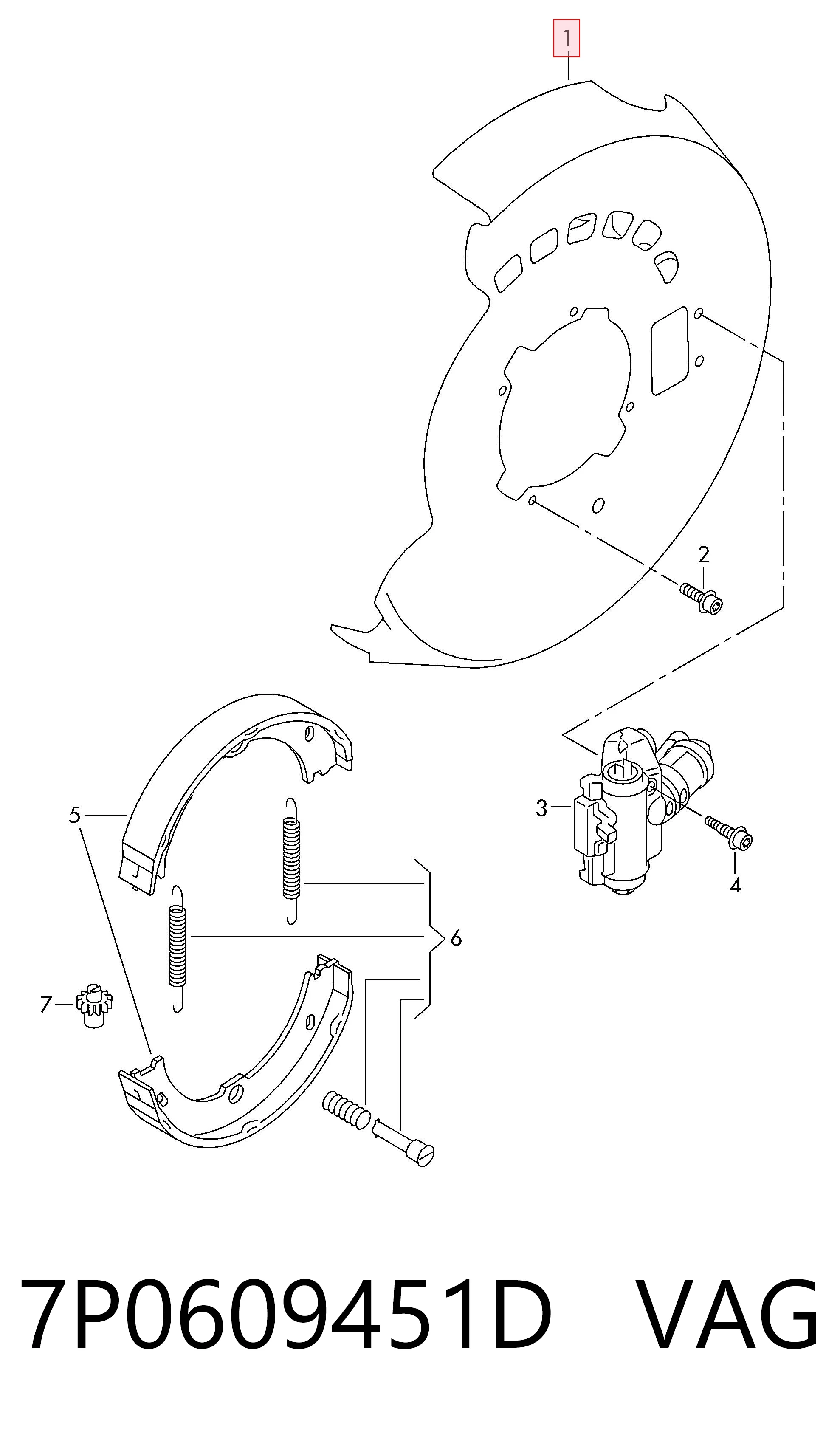 Protector de disco de freno trasero derecho VAG 7P0609451D precio, desde 77,00 EUR