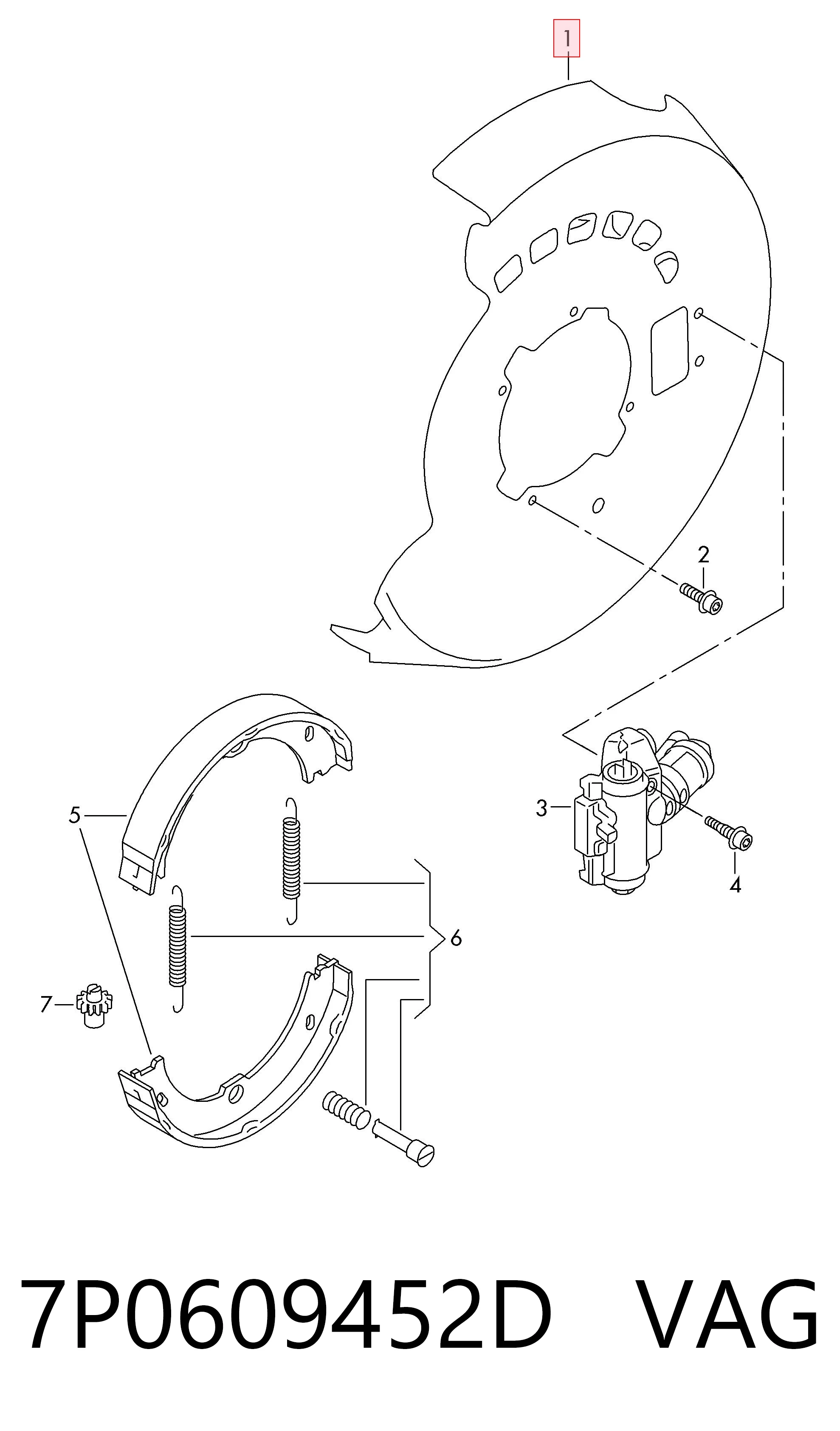 7P0609452D VAG Protector de disco de freno delantero derecho