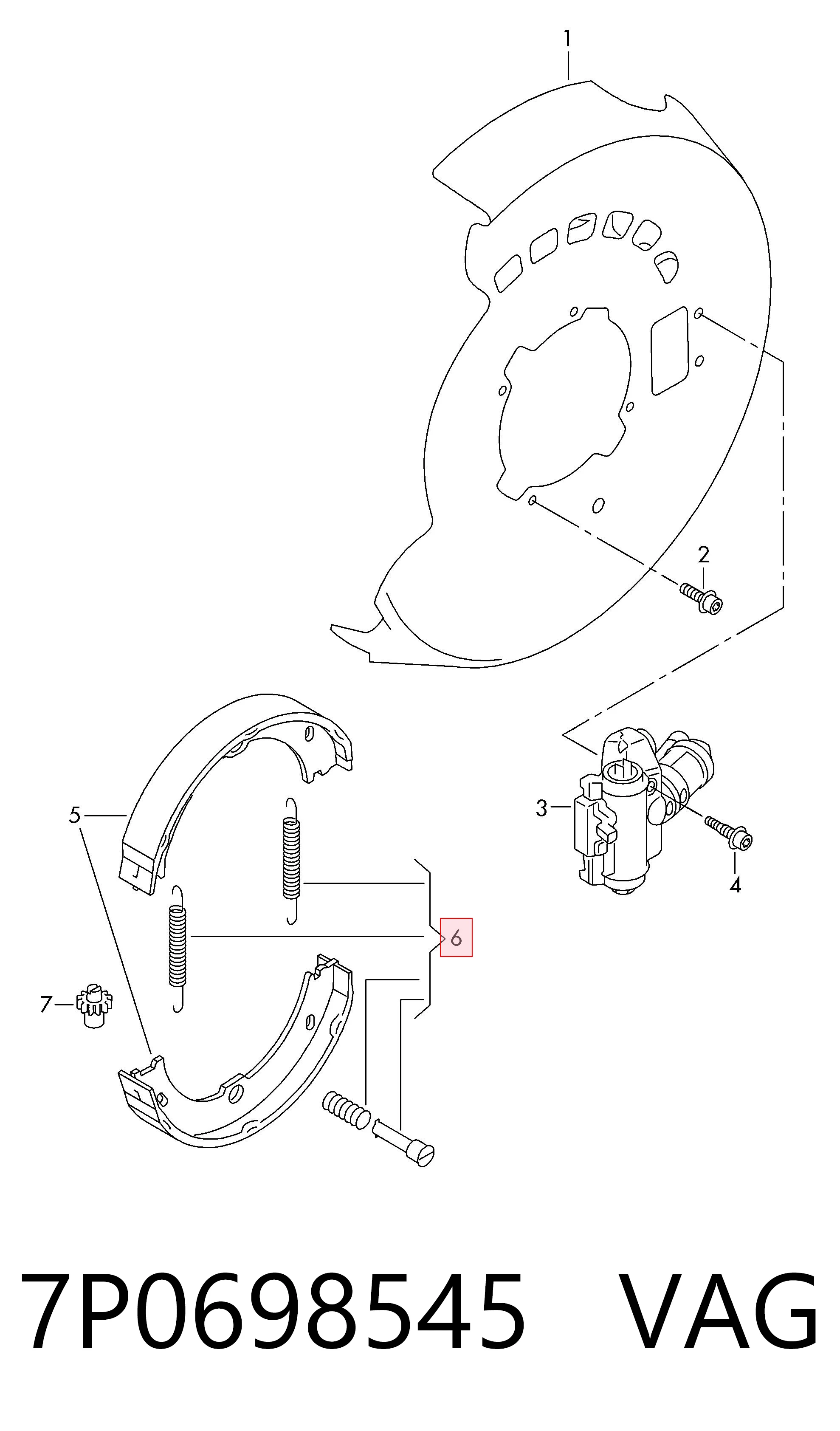 Kit de montaje de zapatas de freno traseras VAG 7P0698545 precio, desde 9,56 EUR