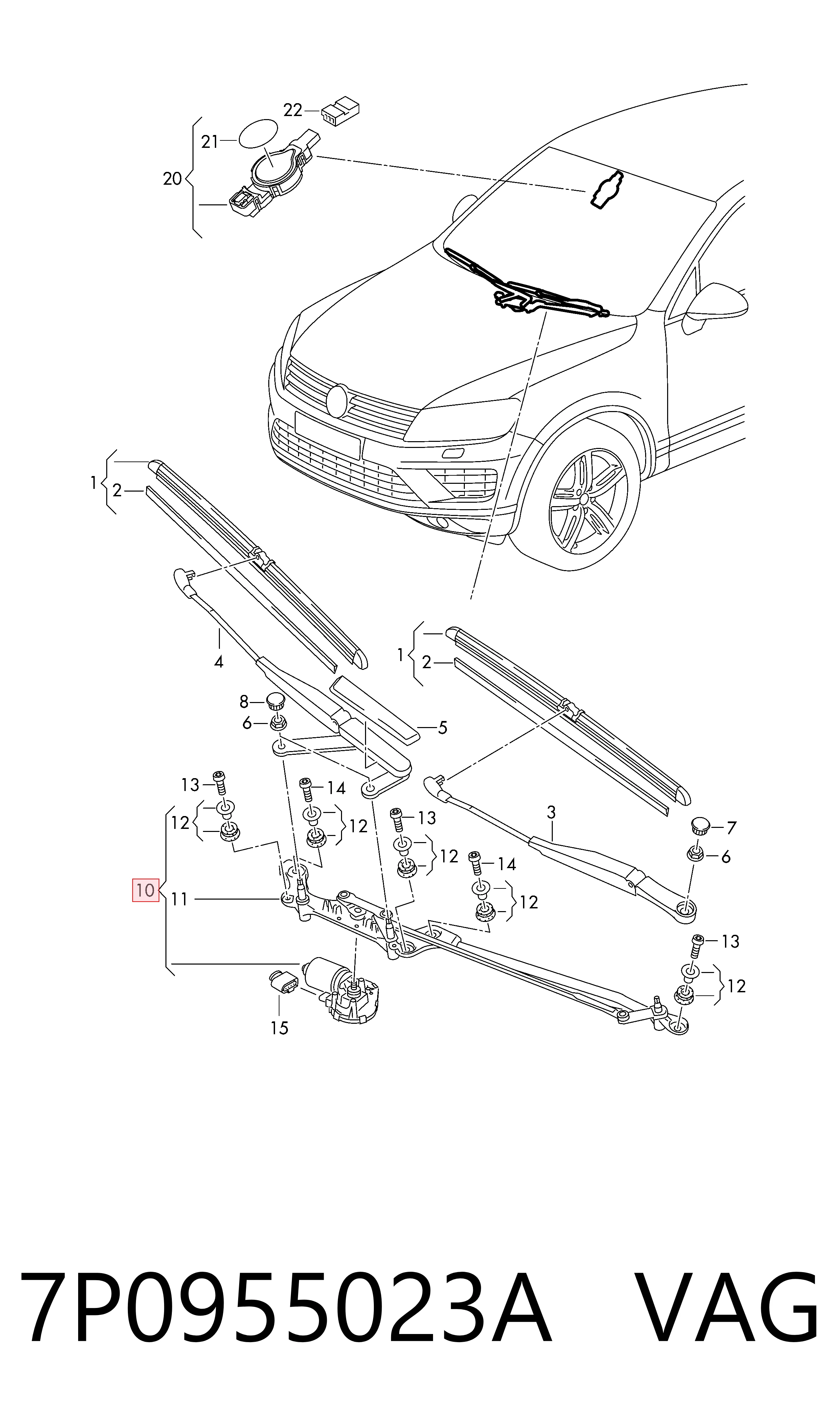 Trapezio del limpiaparabrisas Volkswagen Touareg II SUV (7P5, 7P6) (2010 - 2017) precio, desde 66,55 EUR