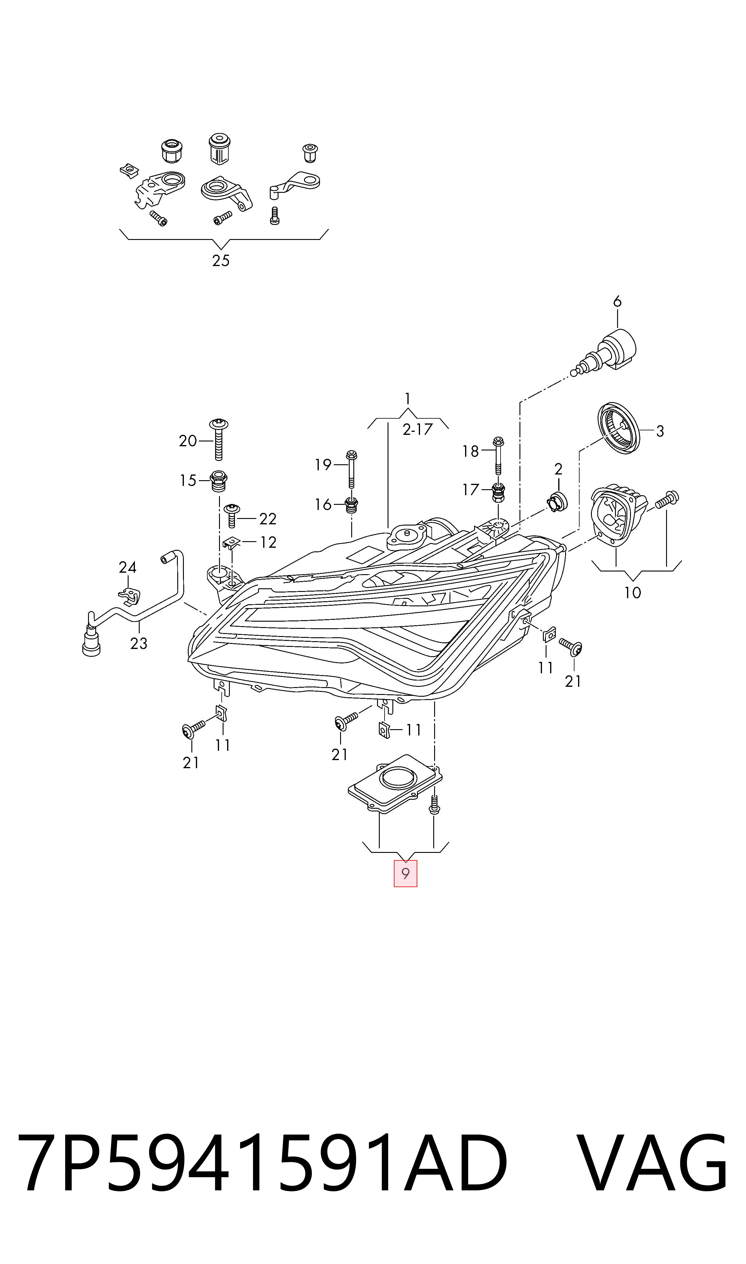 Comprar 7P5941591AD VAG Módulo de control de luces de faros (ECU)
