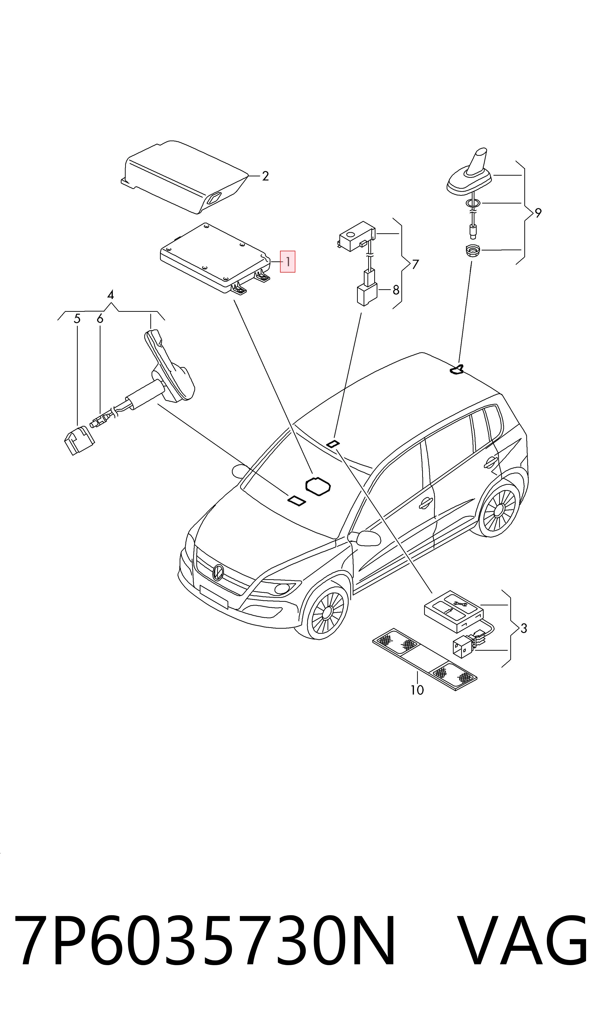 7P6035730N VAG Unidad de control Bluetooth