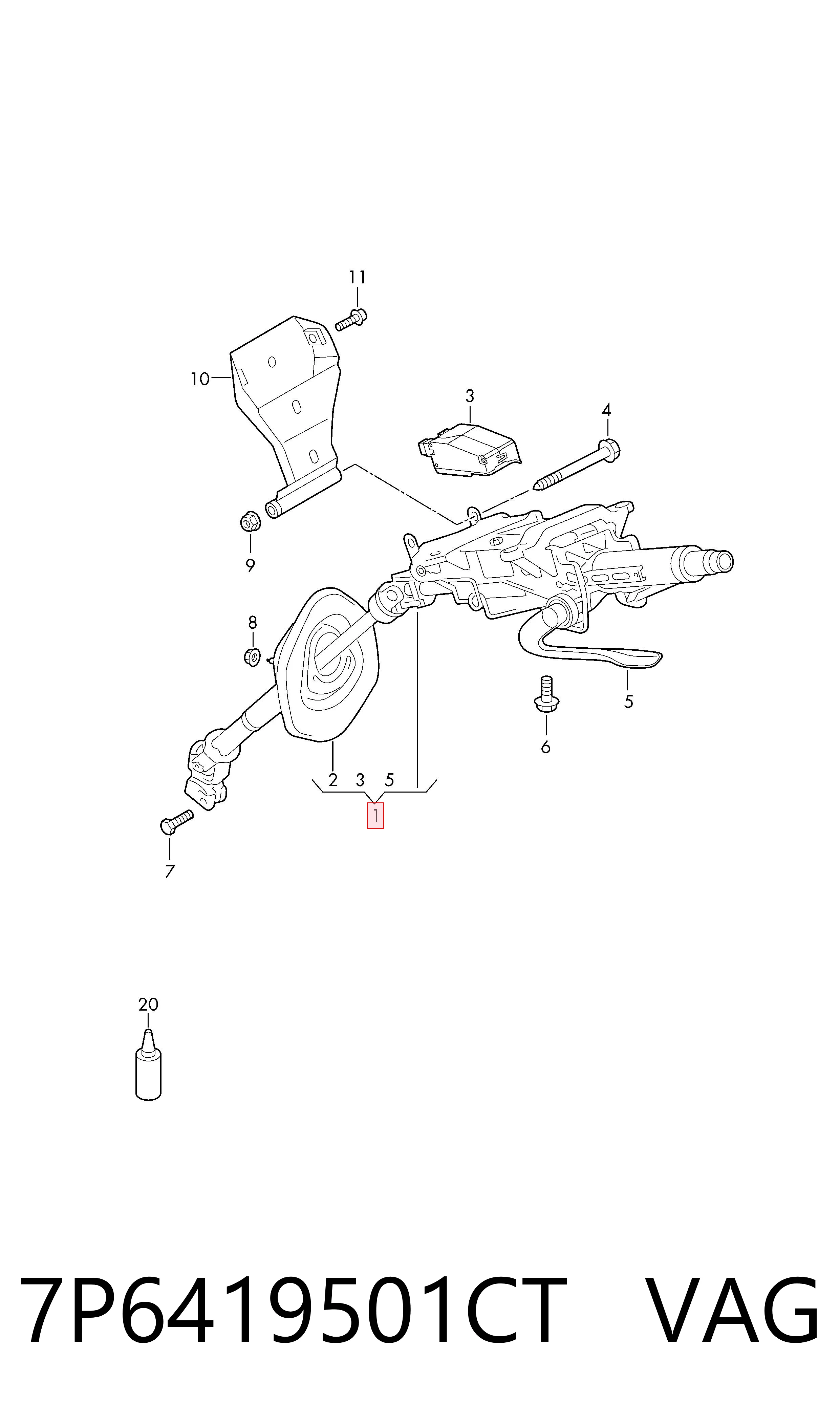 Columna de volante para Volkswagen Touareg II 7P5, 7P6