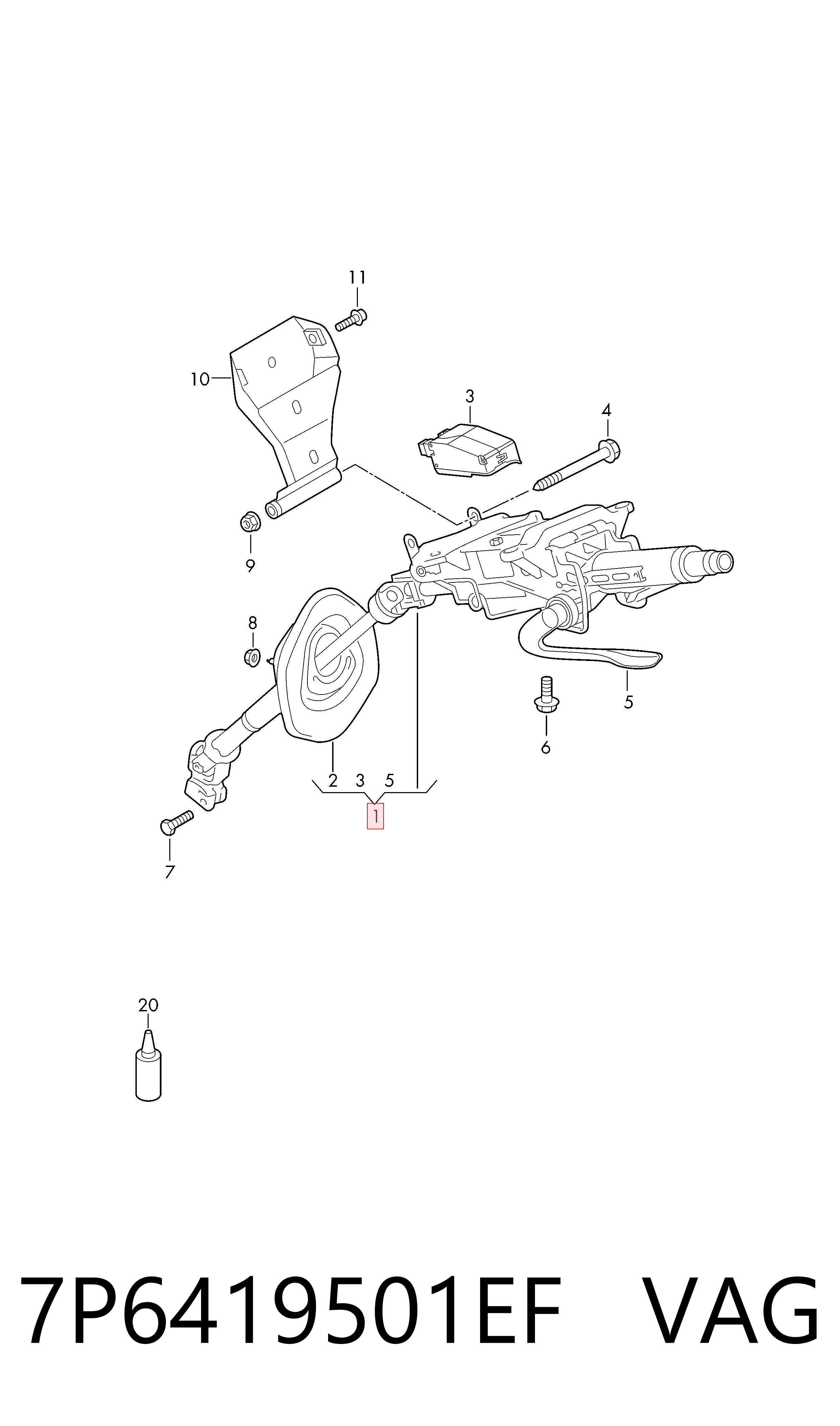Columna dirección para Volkswagen Touareg 7P5, 7P6