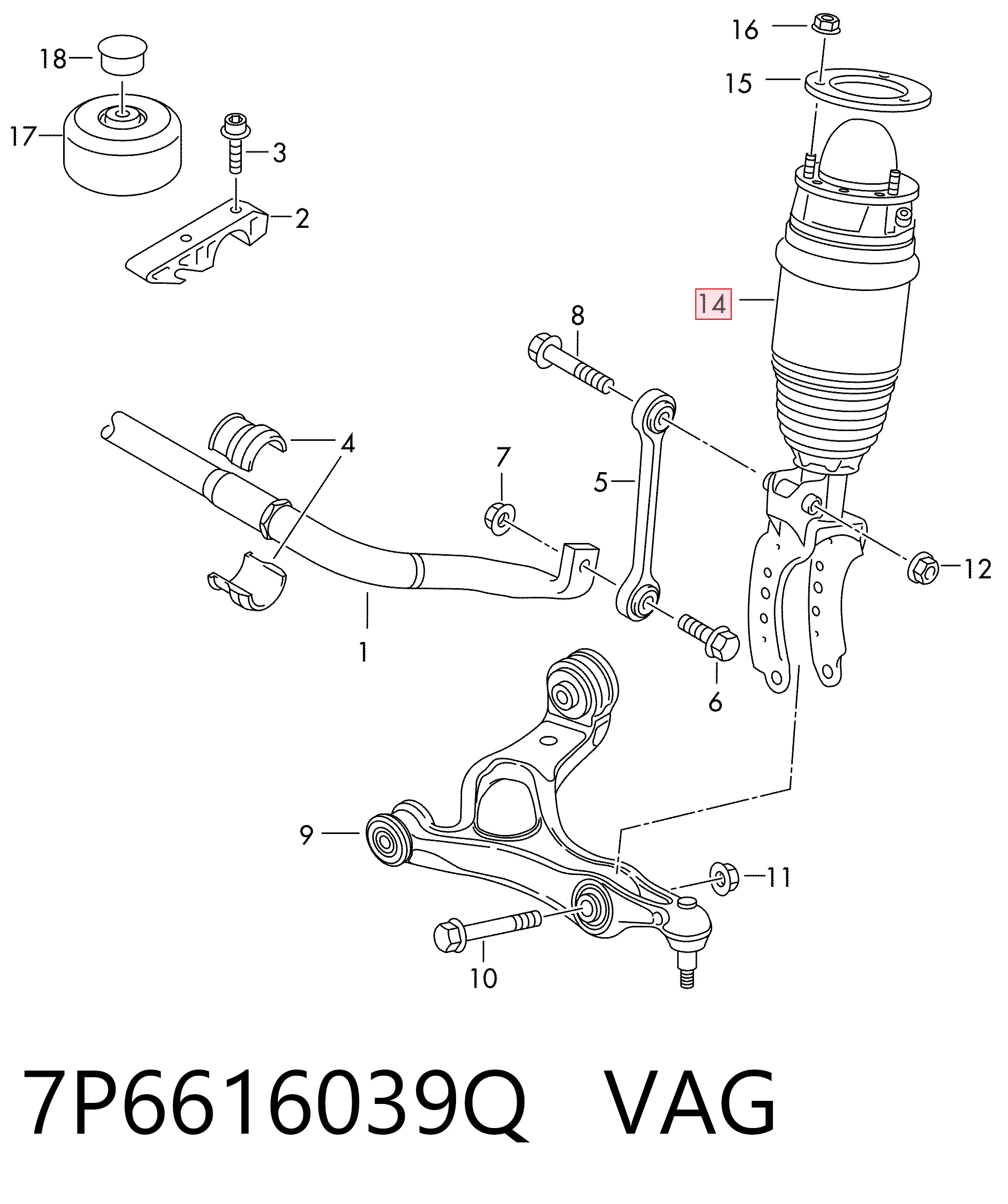 Amortiguador delantero izquierdo VAG 7P6616039Q precio, desde 511,95 EUR