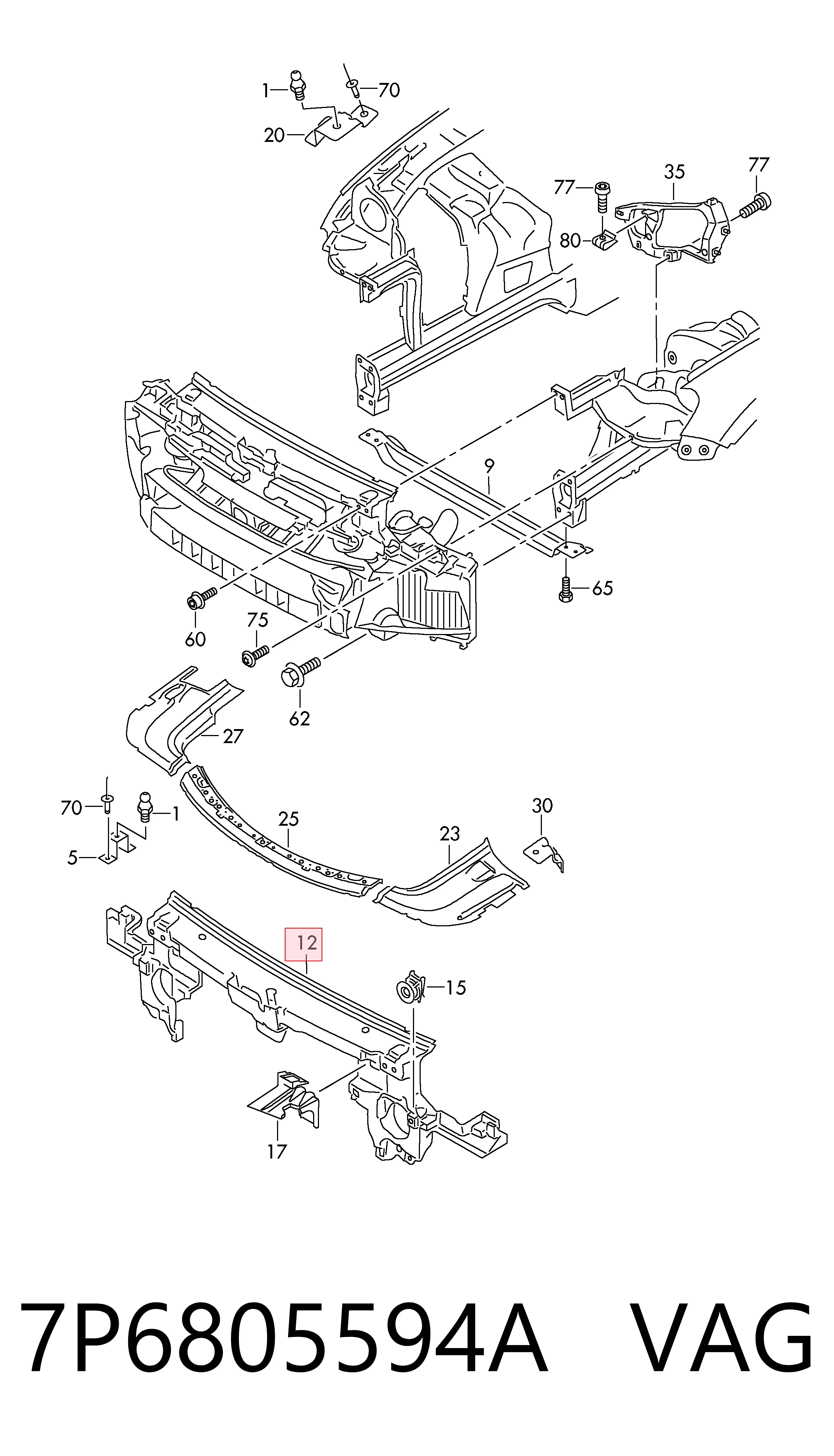 Comprar Panel de soporte del radiador y montaje de faros Volkswagen Touareg II 7P5, 7P6 a bajo precio