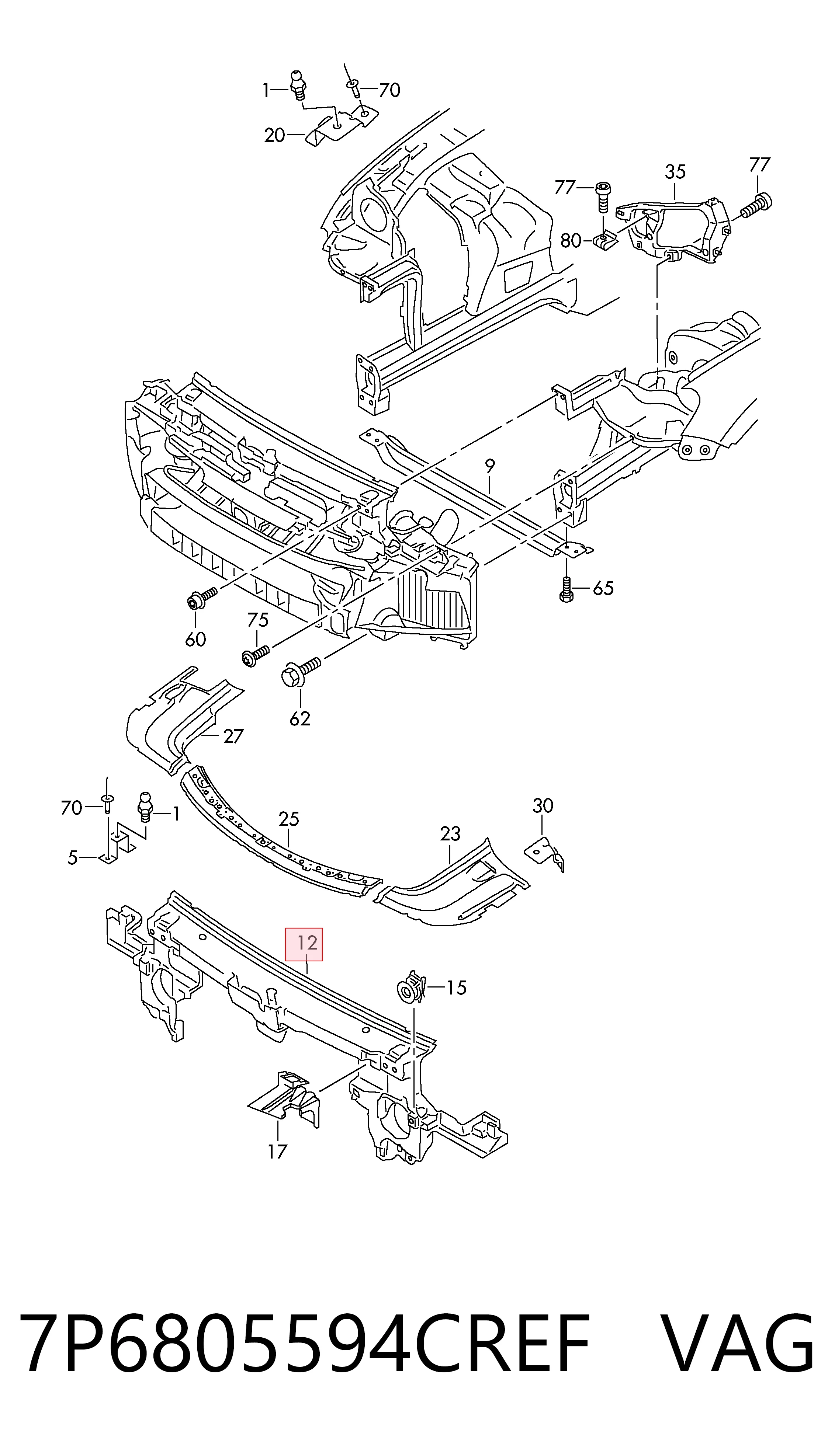 Soporte de radiador para Volkswagen Touareg 7P5, 7P6