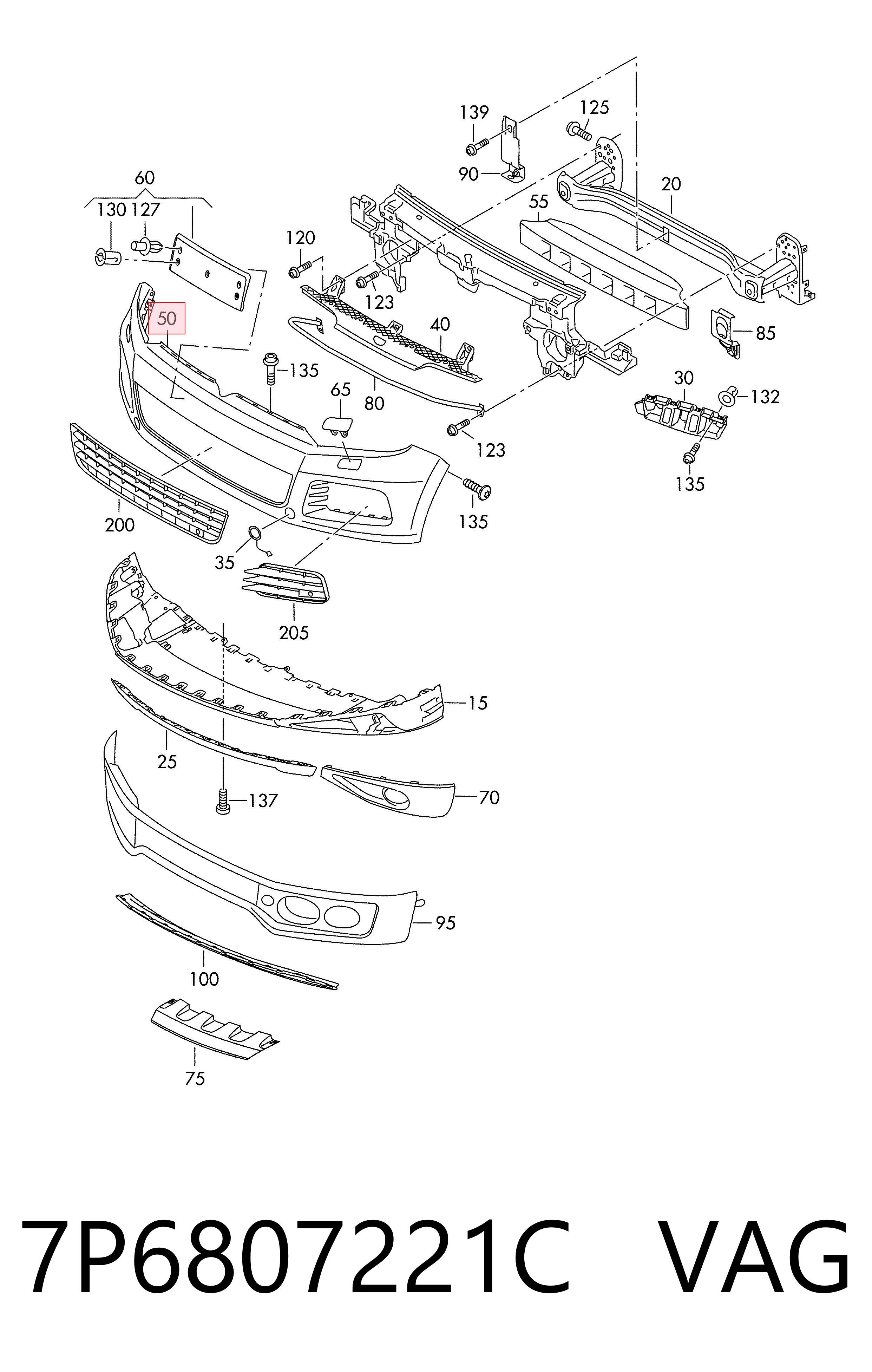 Paragolpes delantero para Volkswagen Touareg II 7P5, 7P6