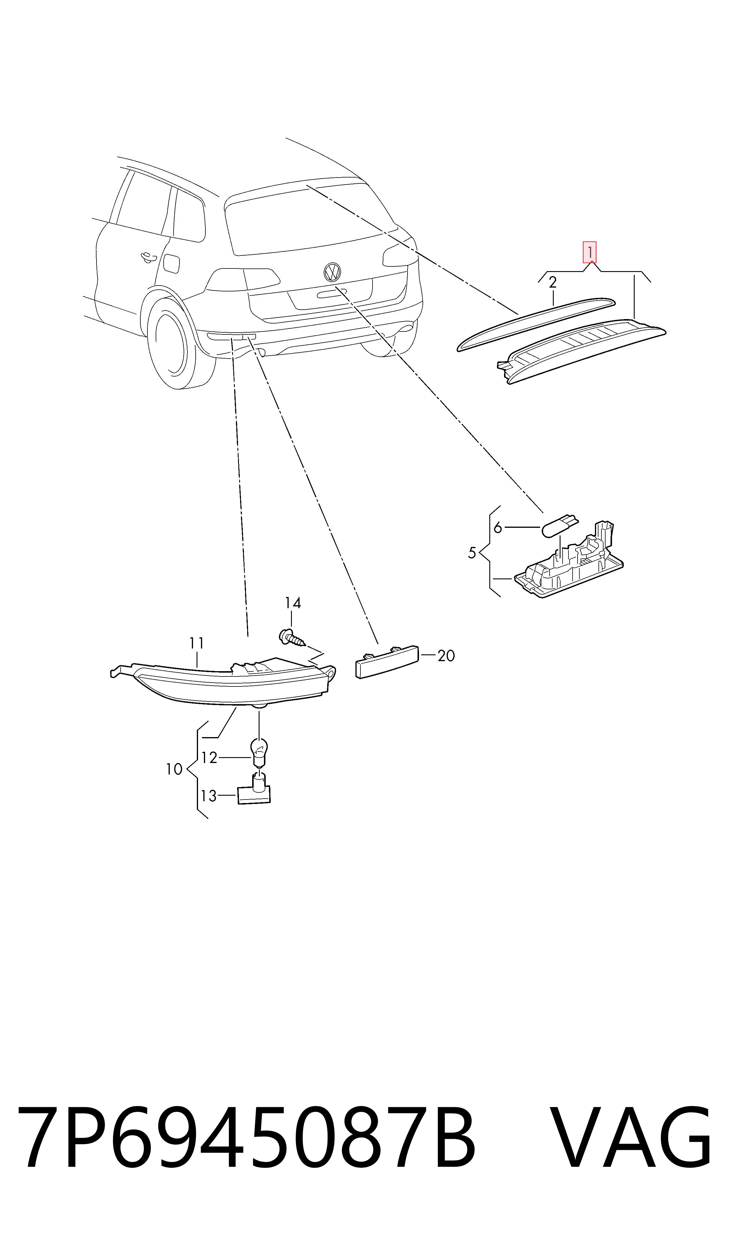 Comprar Luz de freno trasera adicional Volkswagen AMAROK  2HA, 2HB, S1B, S6B, S7A, S7B a bajo precio