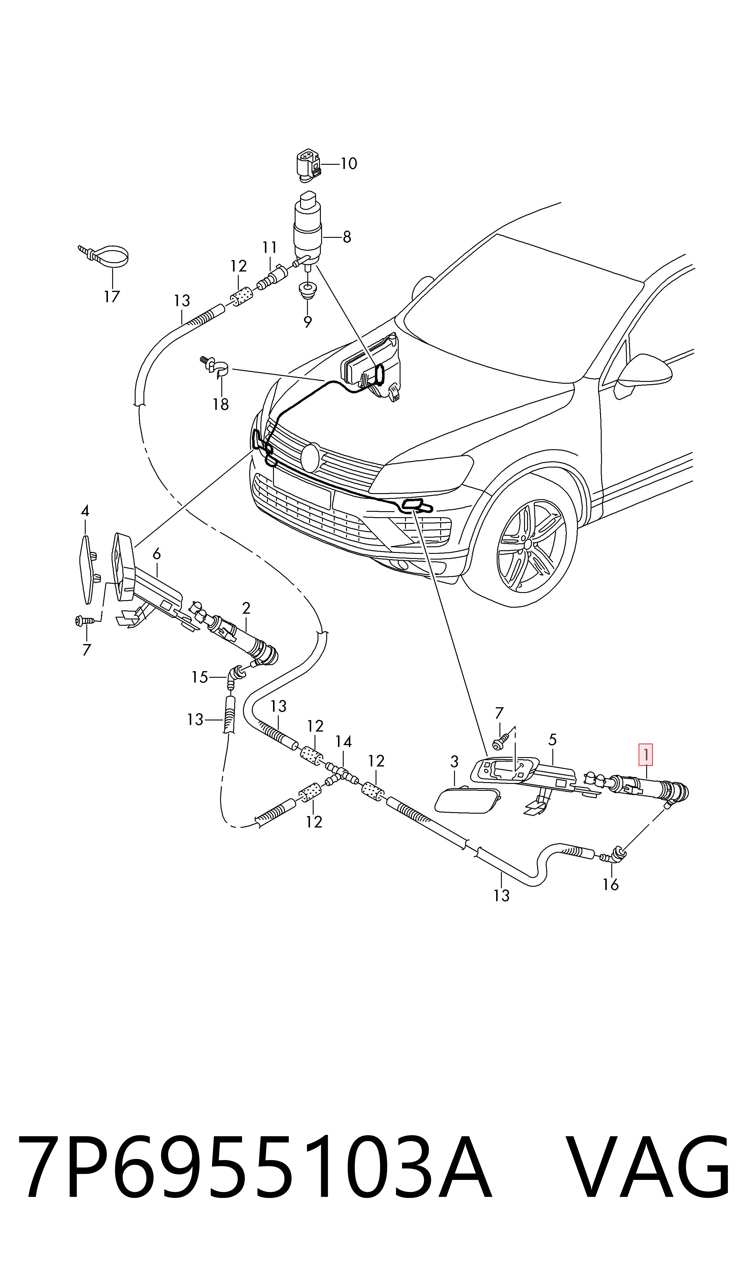 Tobera del lavafaros delantero izquierdo VAG 7P6955103A precio, desde 31,01 EUR
