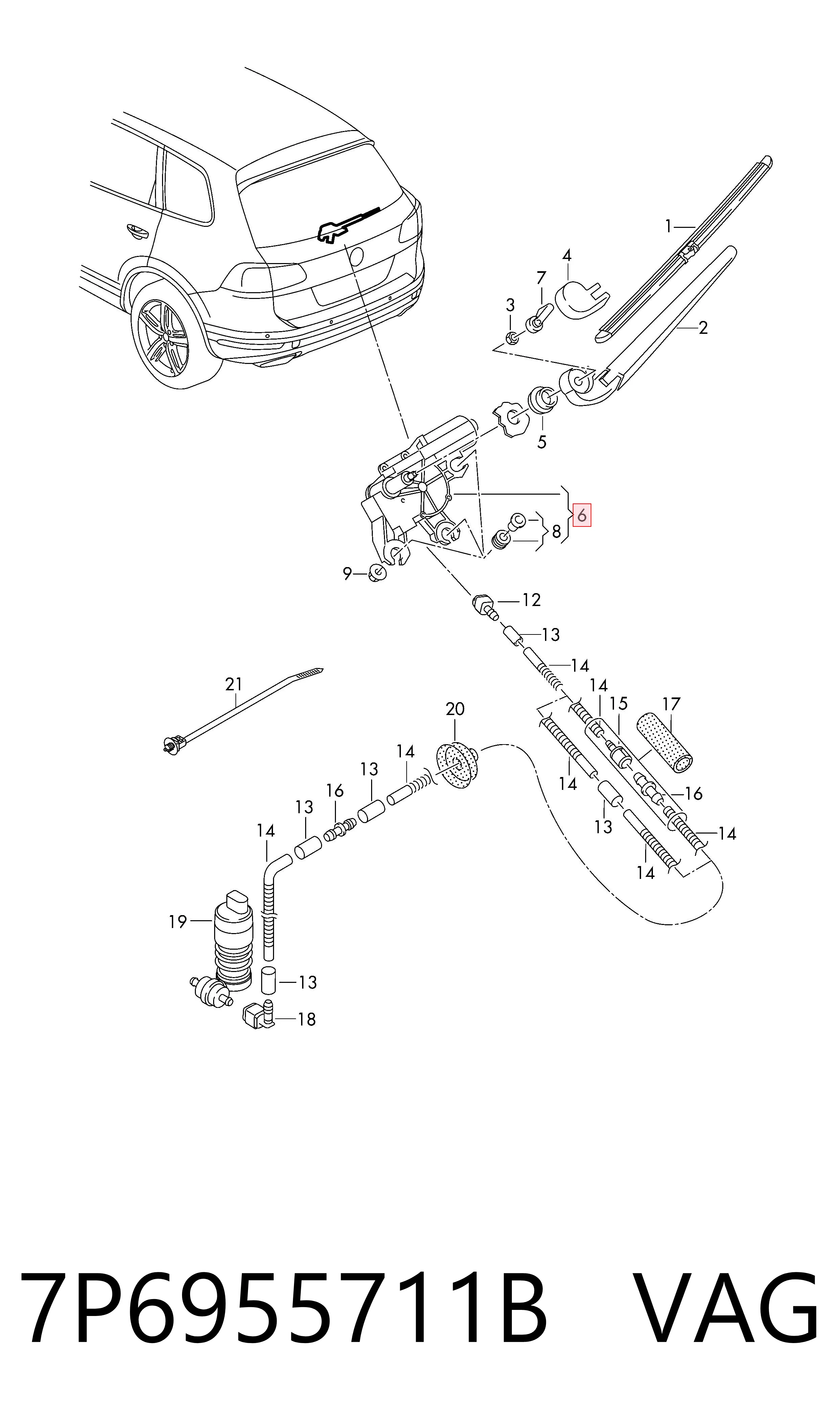 Motor del limpiaparabrisas trasero VAG 7P6955711B precio, desde 92,77 EUR