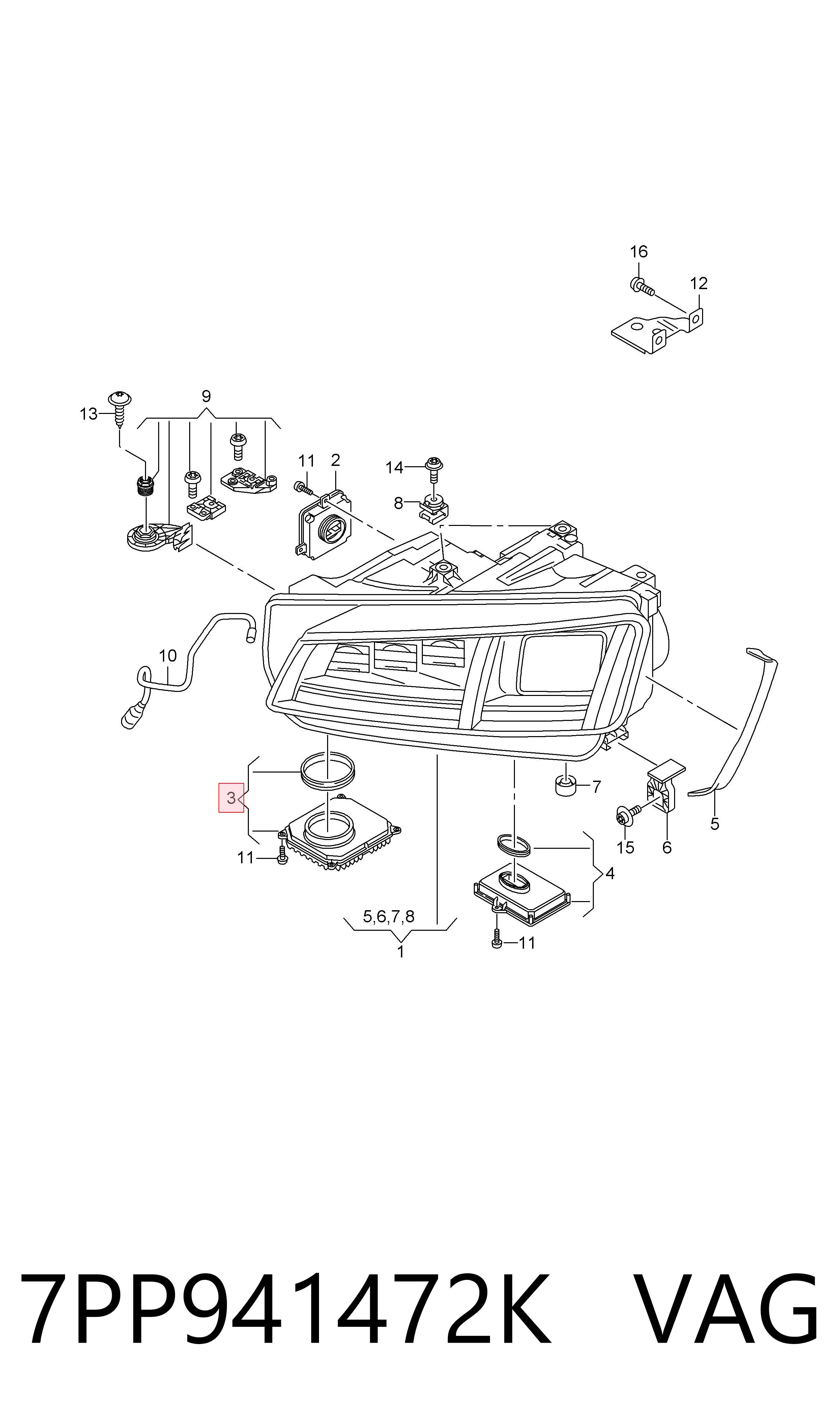 7PP941472K VAG Módulo de control de luces de faros (ECU)