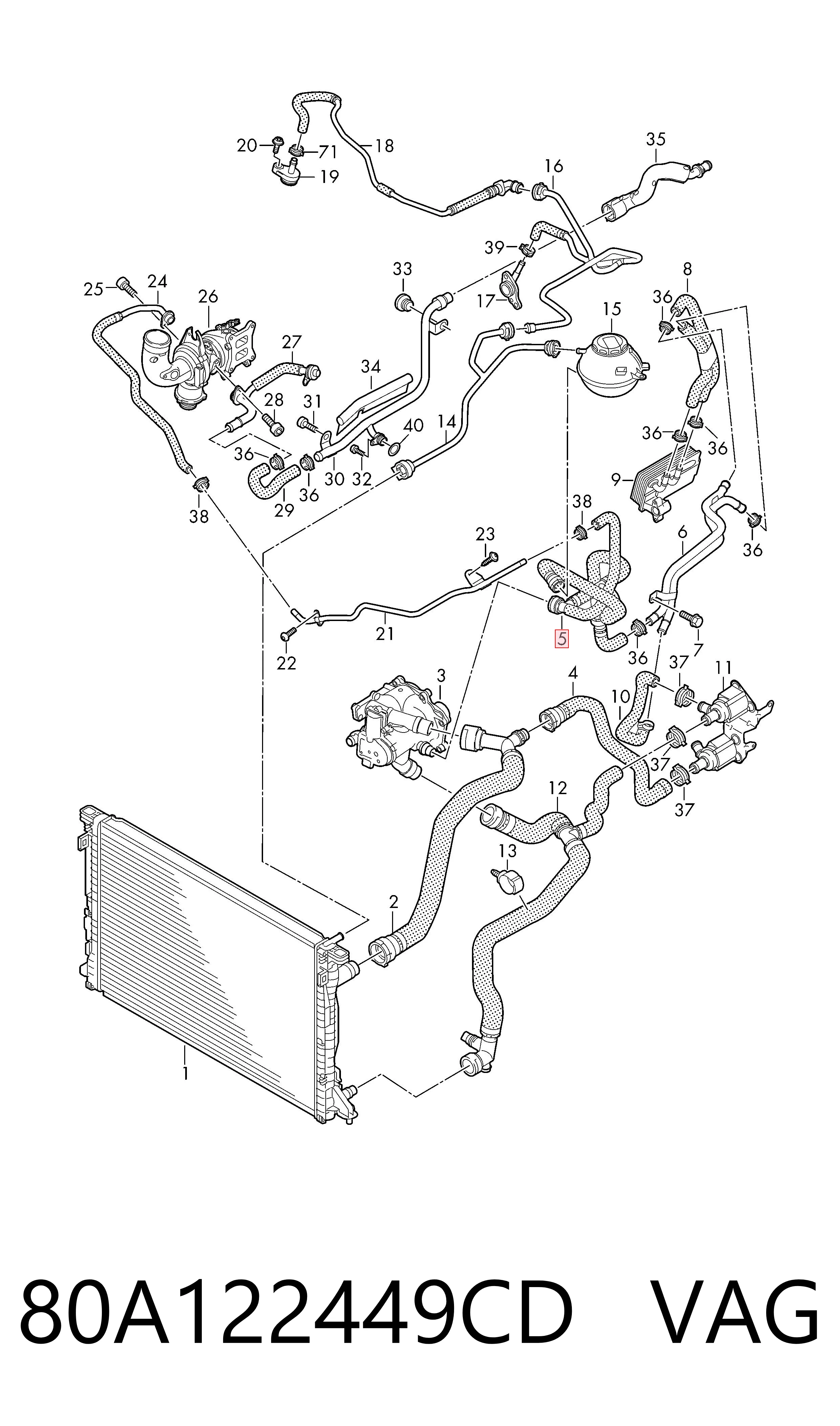 80A122449CD VAG Manguera de refrigeración