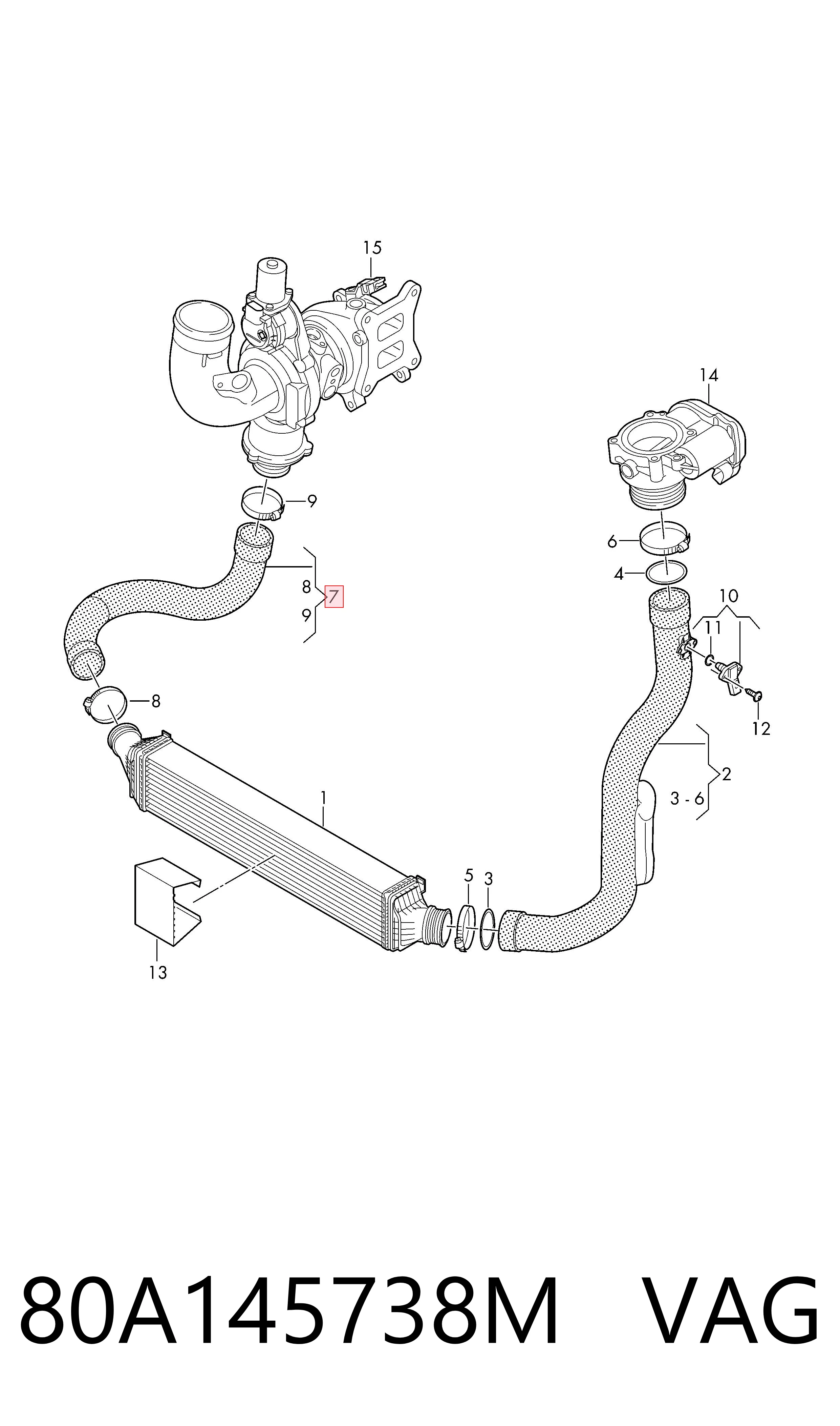 80A145738M VAG Manguera del intercooler