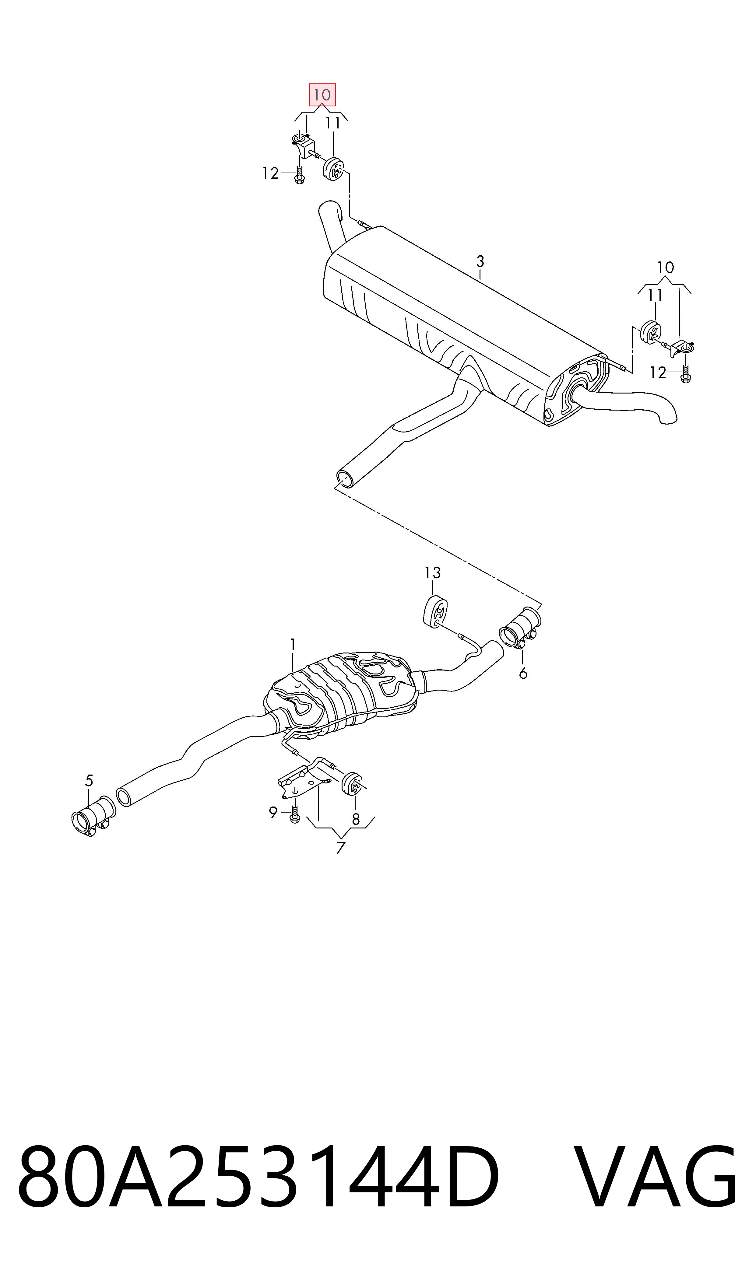 Comprar 80A253144D VAG Soporte de tubo de escape