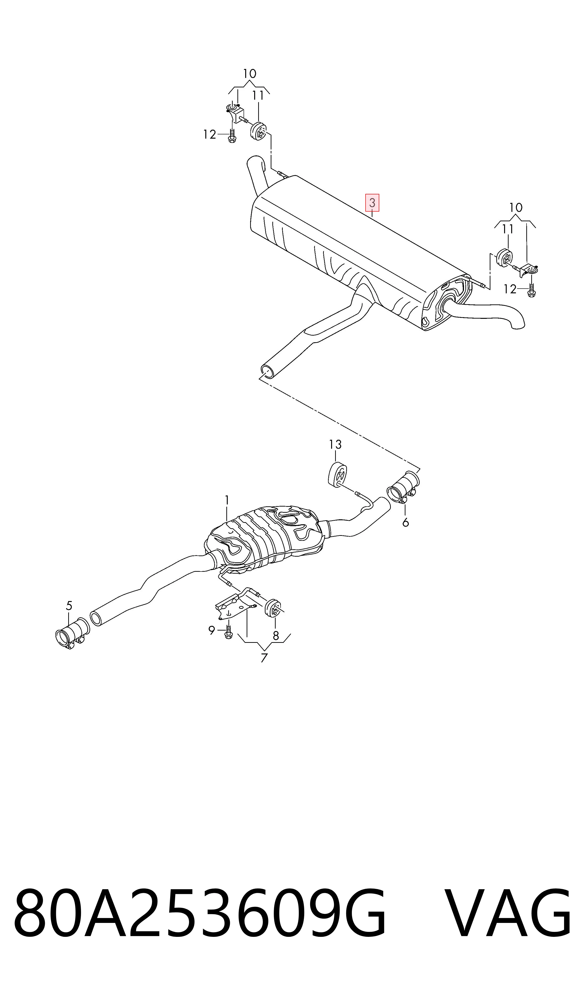 Silenciador trasero para Audi Q5 FYB, FYG