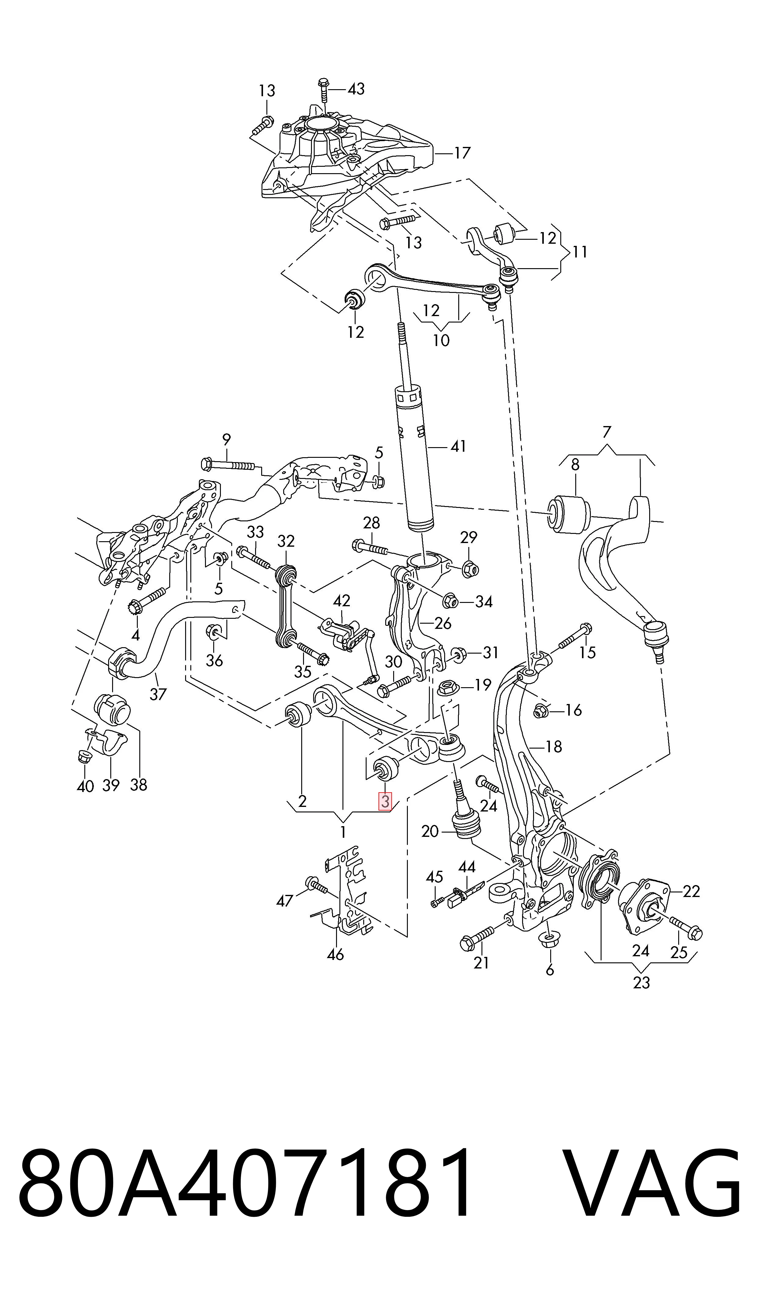 80A407181 VAG Silentblock de brazo de suspensión delantero inferior