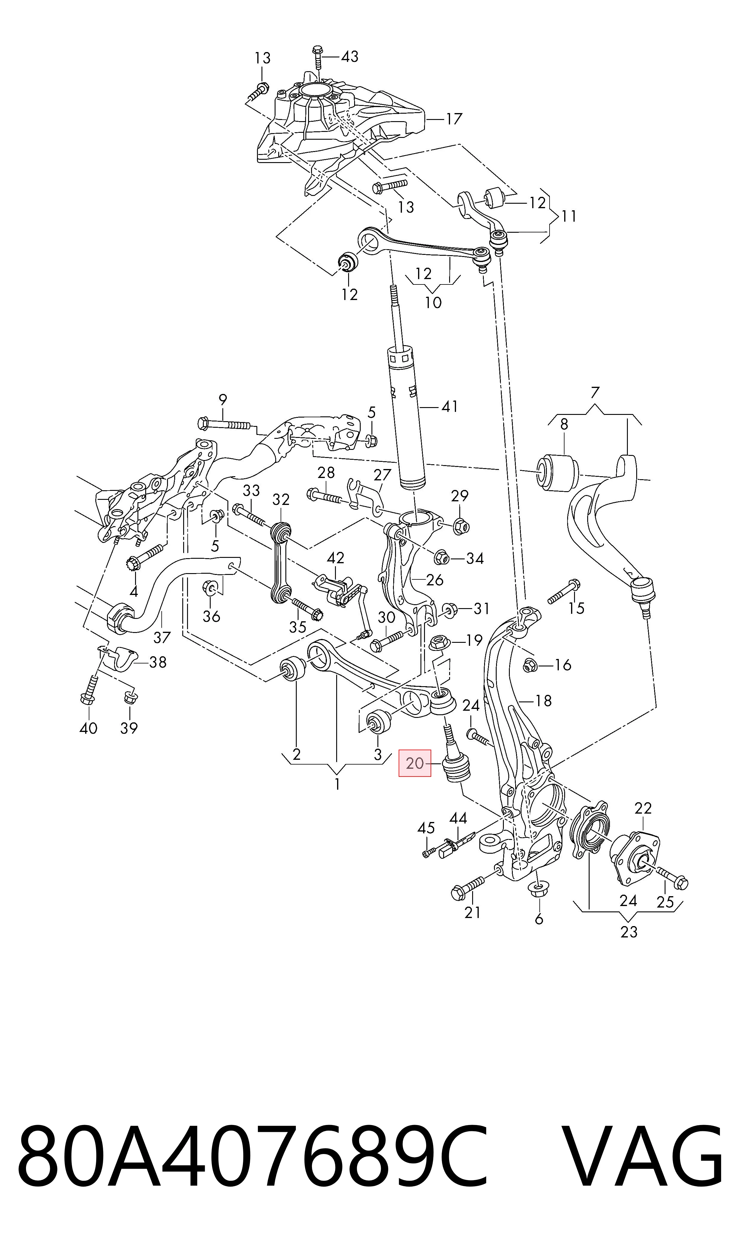 Rótula inferior de suspensión VAG 80A407689C precio, desde 26,80 EUR